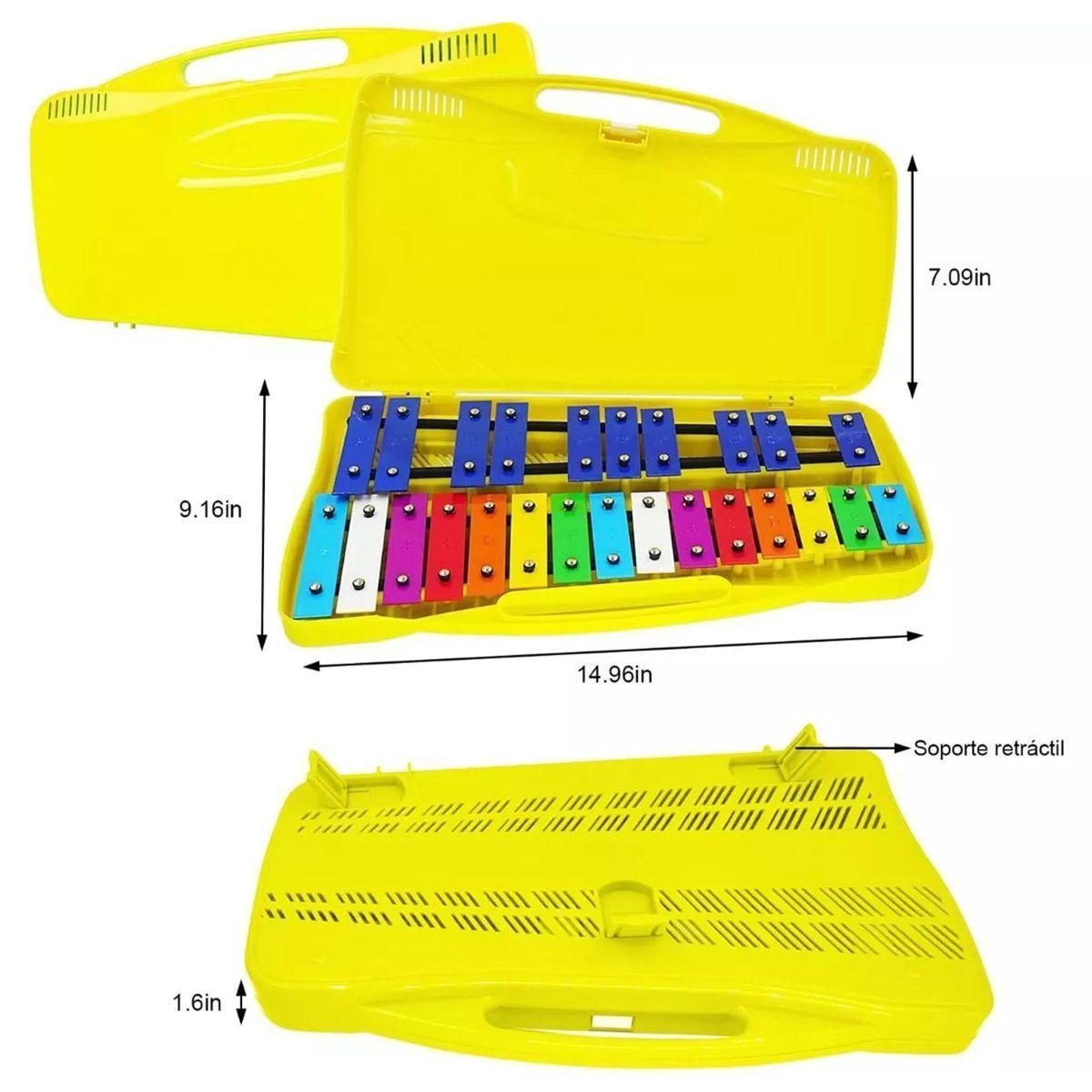 Xilofono Metalofono 25 Notas Profesional Caja Amarilla-2