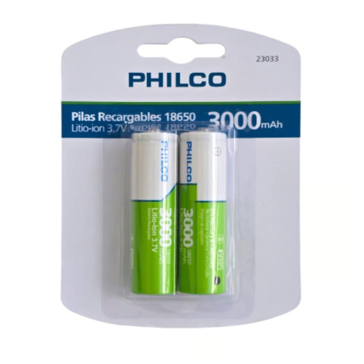 BATERIAS RECARGABLES X2 18650 LI-ION 3000mAh PHILCO-1