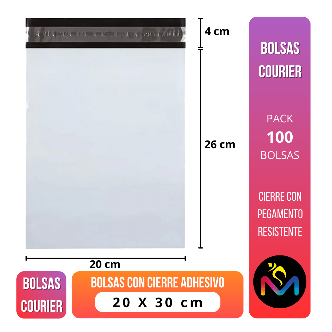 500 Bolsas Courier Resistentes 20x30 con Adhesivo-5