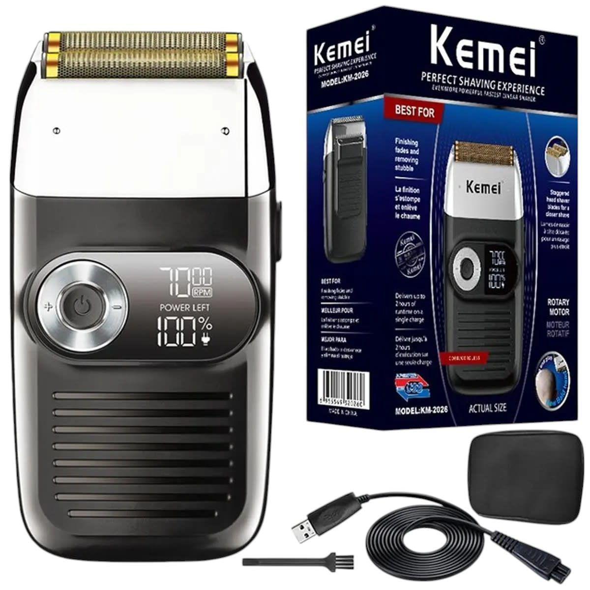 MAQUINA DE AFEITAR METAL TOOL HEAD KEMEI RECARGABLE KM-2026-2