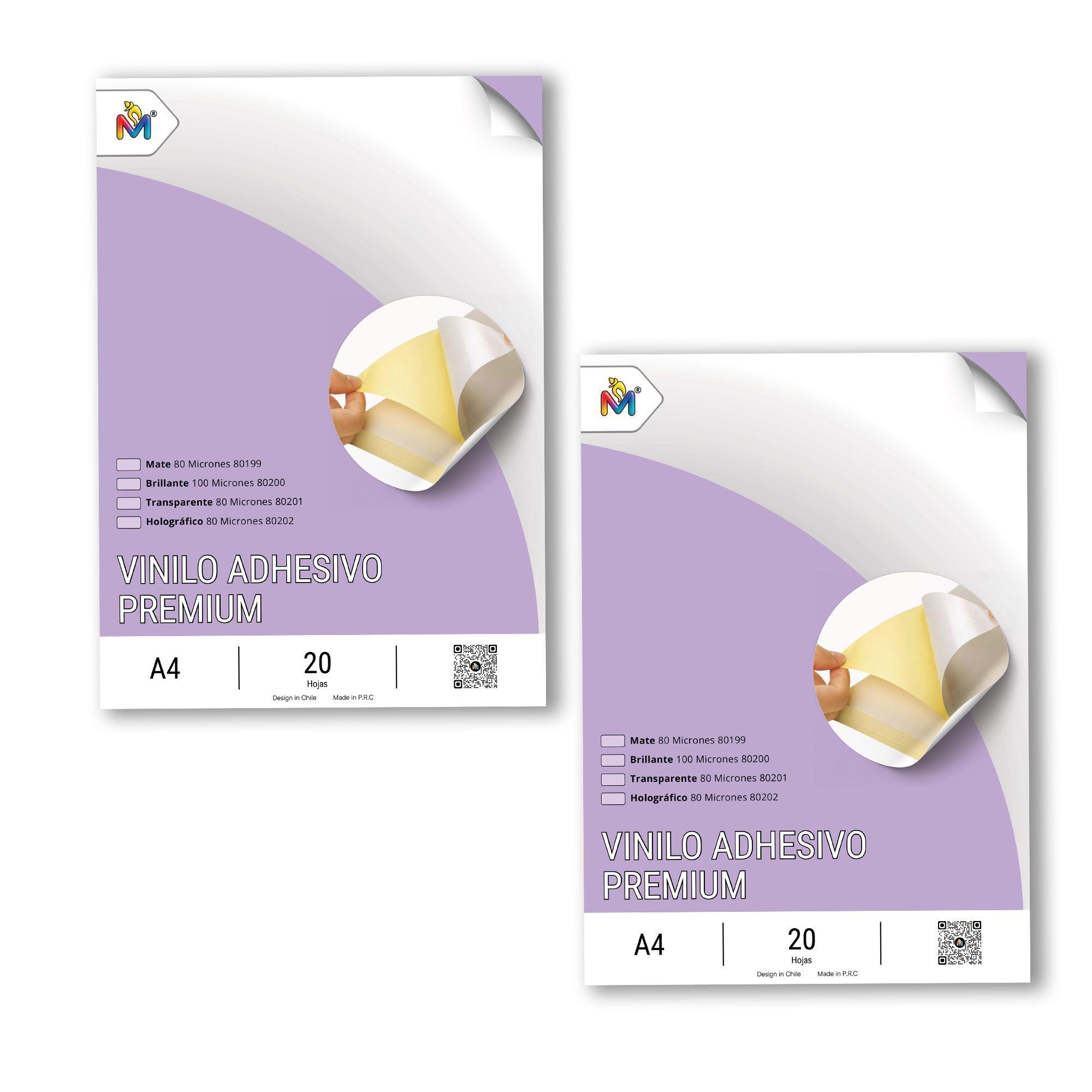 40 Hojas Papel Adhesivo Transparente Mate - Pack Doble 80um-2