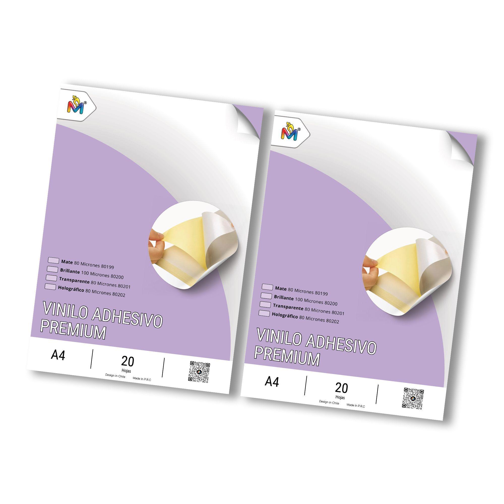 40 Hojas Papel Adhesivo Transparente Mate - Pack Doble 80um-4