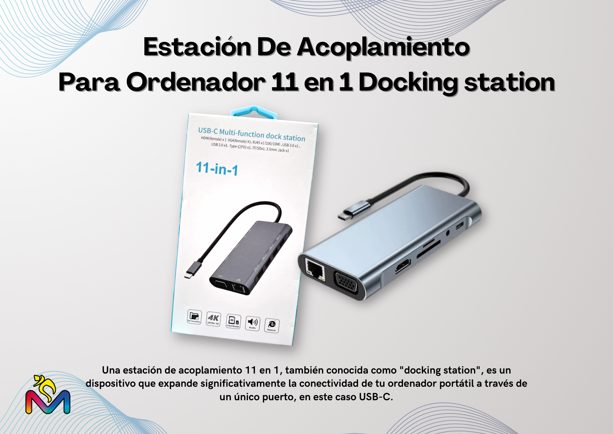Adaptador MultiFunción Portátil 11 en 1 Docking station USB-C 9591A Pack 2-2