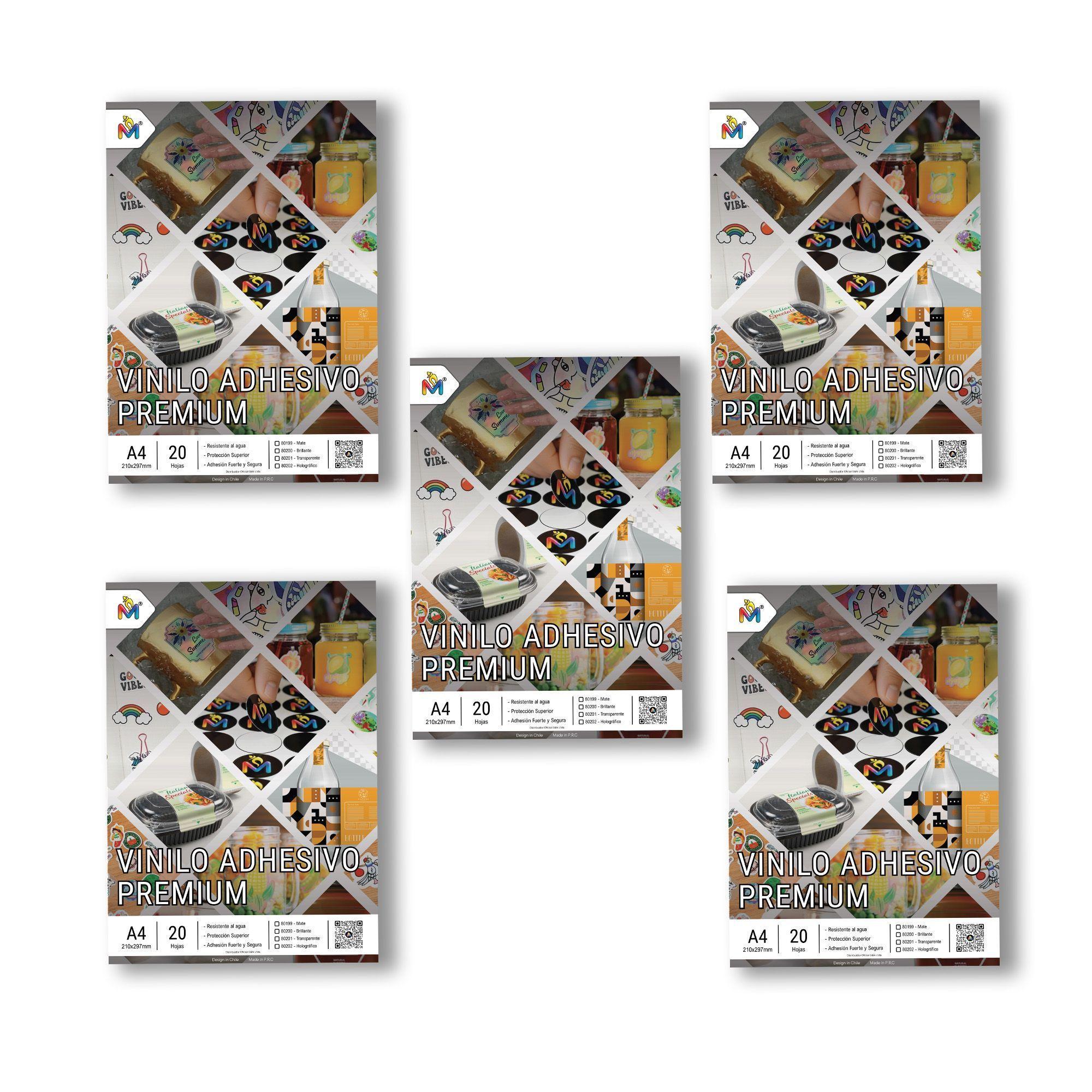 5x Papel Sticker Holográfico Rainbow A4 - 100 Hojas Efecto Prisma-0