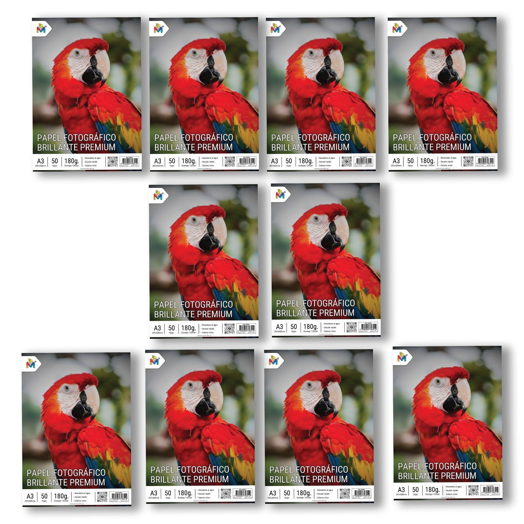 Pack x10 Papel Foto A3 180g - 500 Hojas Brillo Especial Inkjet-2