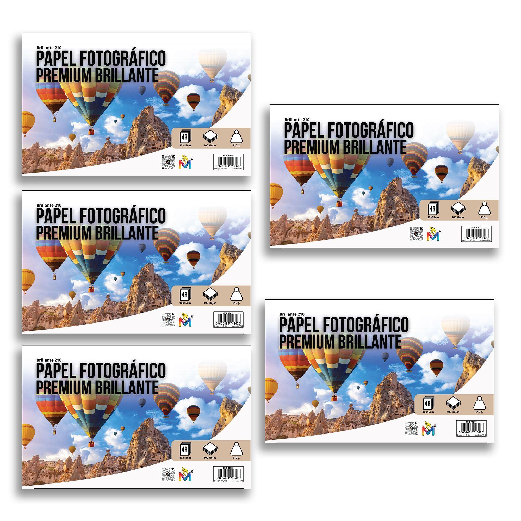 5x Papel Foto 10x15 210g - 500 Hojas 5760 Dpi Ultra Brillo-2