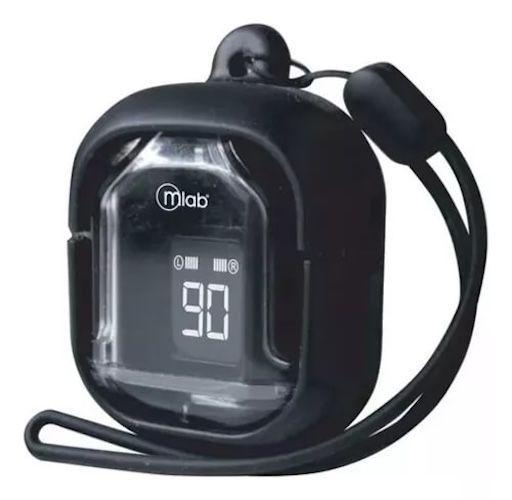AUDIFONO MLAB TWS GLASS CRYSTAL + SILICON CASE BLACK-1
