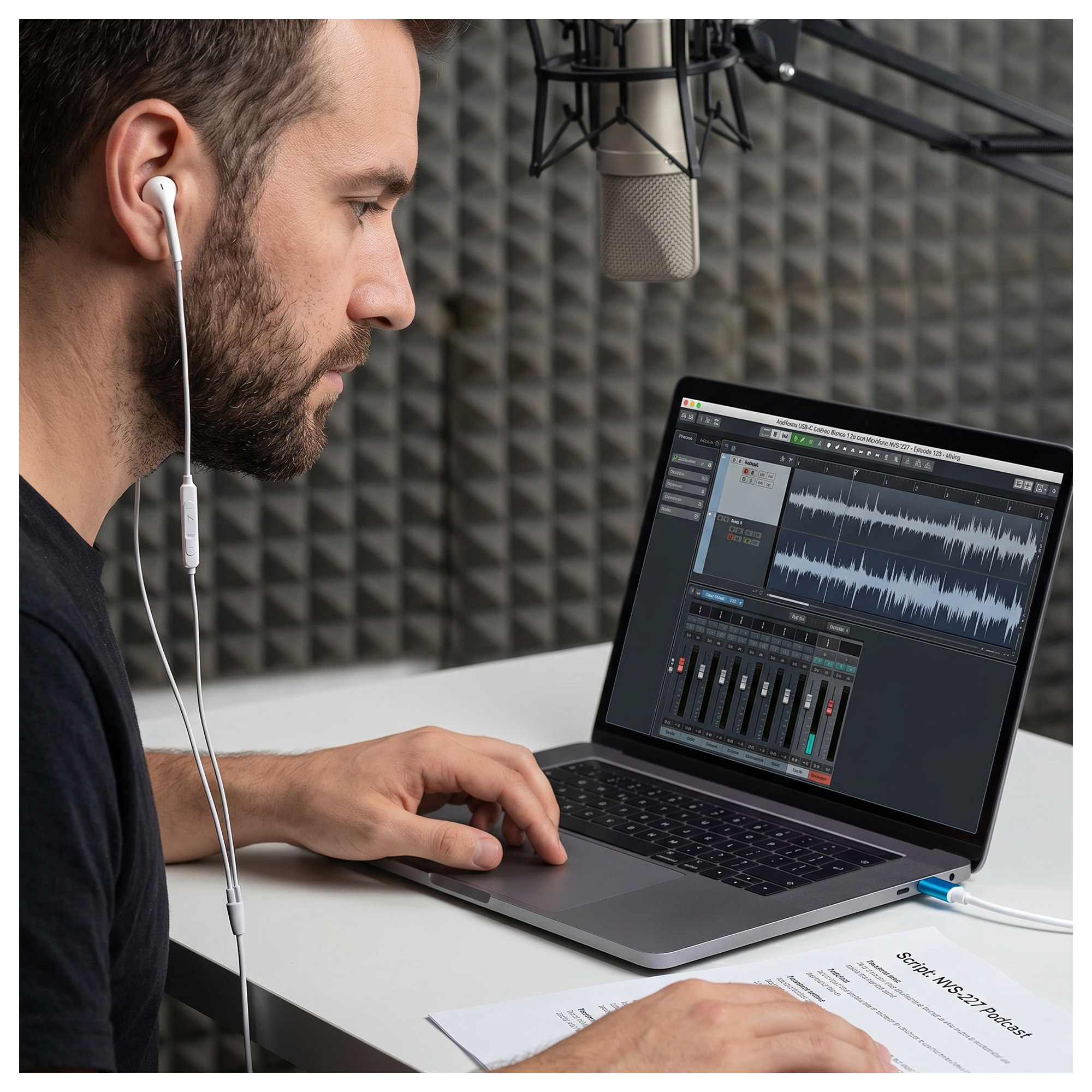 Pack 2 Audífonos de Diadema USB-C Blanco 1.2m Micrófono NVS-227-3