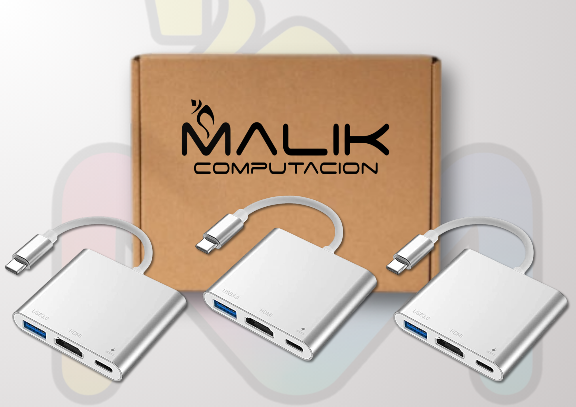 Adaptador Usb 3 En 1 Type Tipo C A Hdmi / Usb 3.0 / Tipo C 9175 Pack 3-2