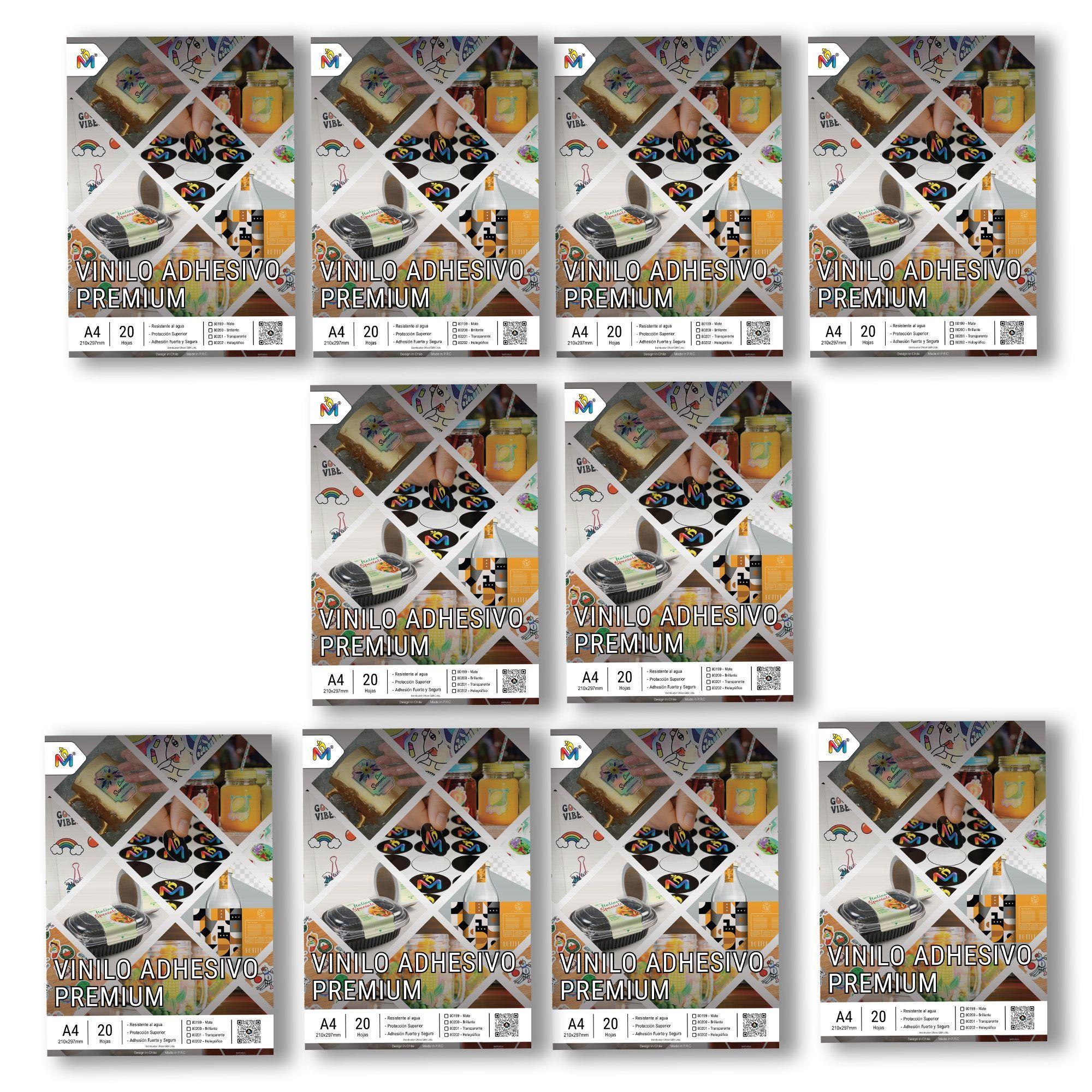 Pack x10 Papel Adhesivo Transparente Mate A4 - 200 Hojas 80um-2