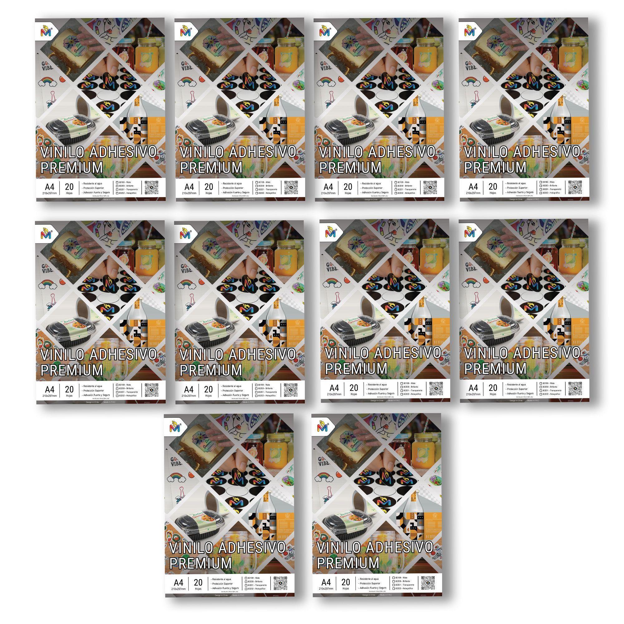 Pack x10 Papel Adhesivo Transparente Mate A4 - 200 Hojas 80um-0