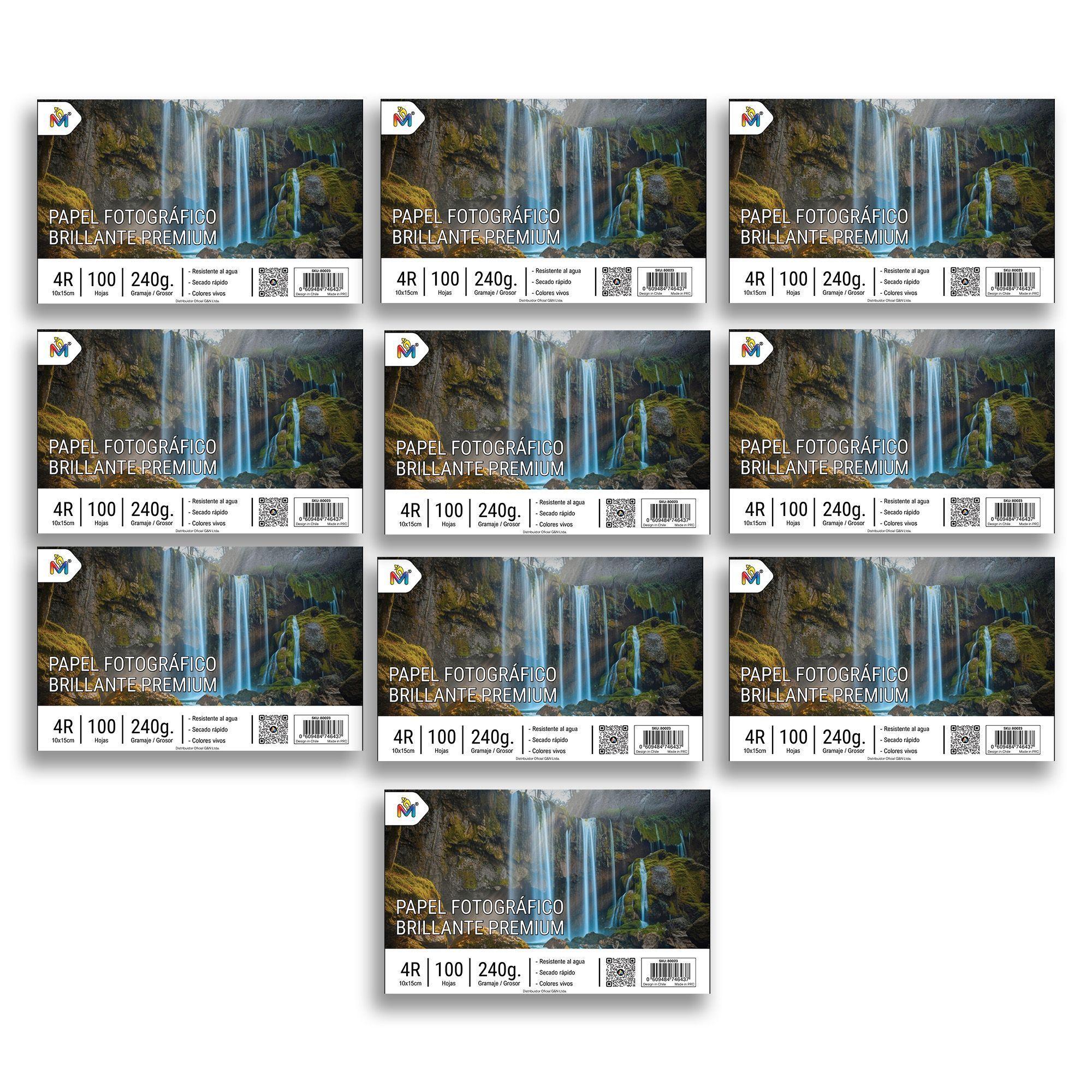 Pack x10 Papel Foto 10x15 240g - 1000 Hojas Brillo Profesional-0