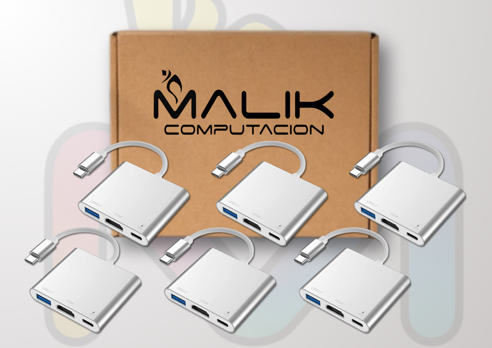 Adaptador Usb 3 En 1 Type Tipo C A Hdmi / Usb 3.0 / Tipo C 9175 Pack 6-2