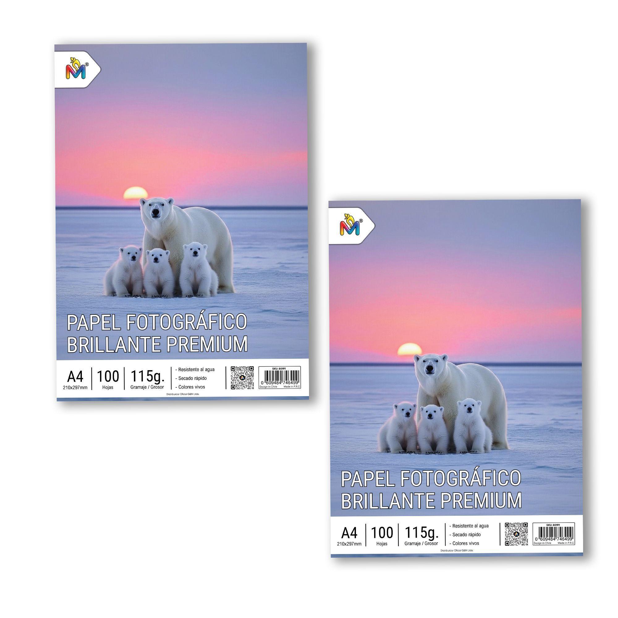 Pack 2 Papel Foto Brillante A4 - 200 Hojas 5760 Dpi Pro-3