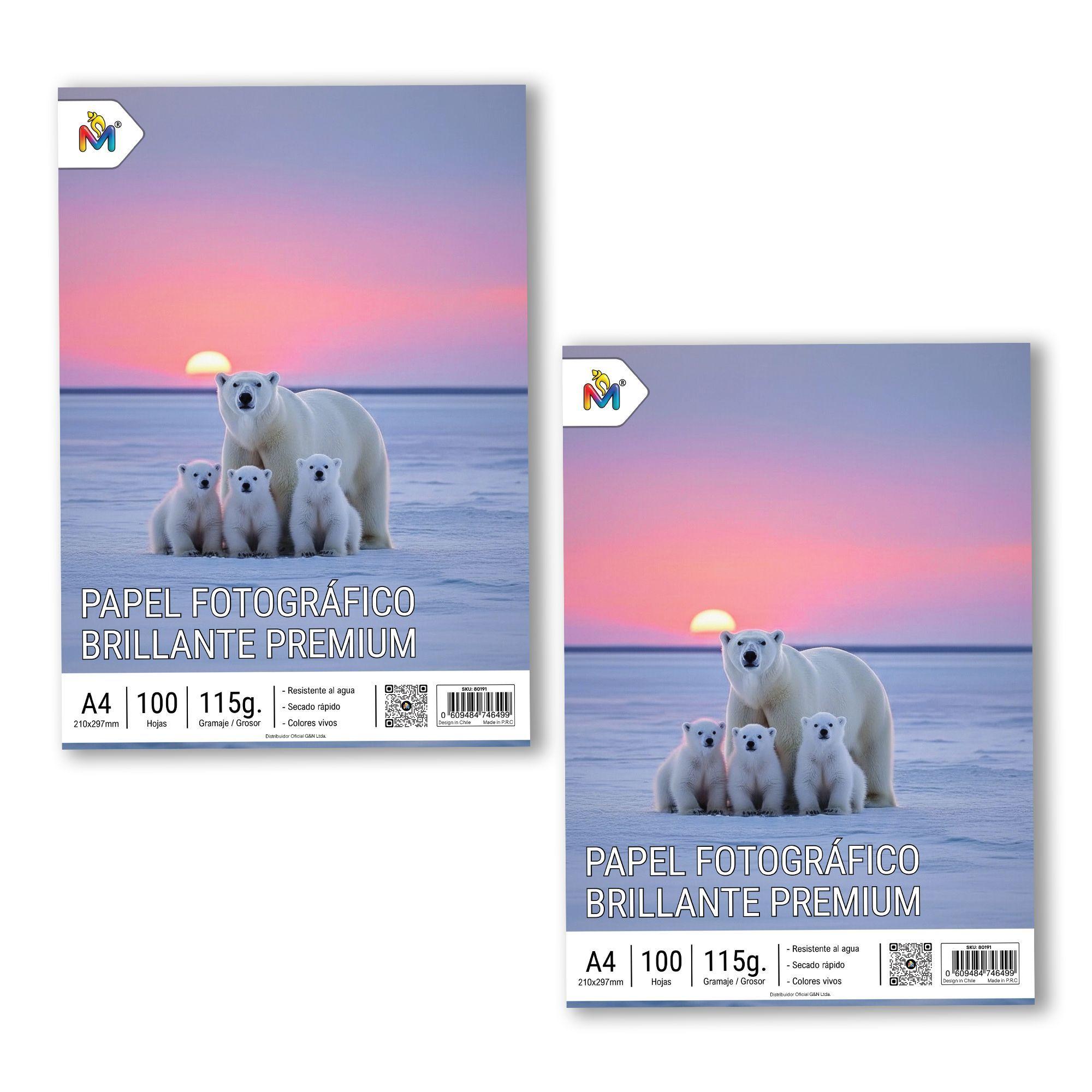 Pack 2 Papel Foto Brillante A4 - 200 Hojas 5760 Dpi Pro-4