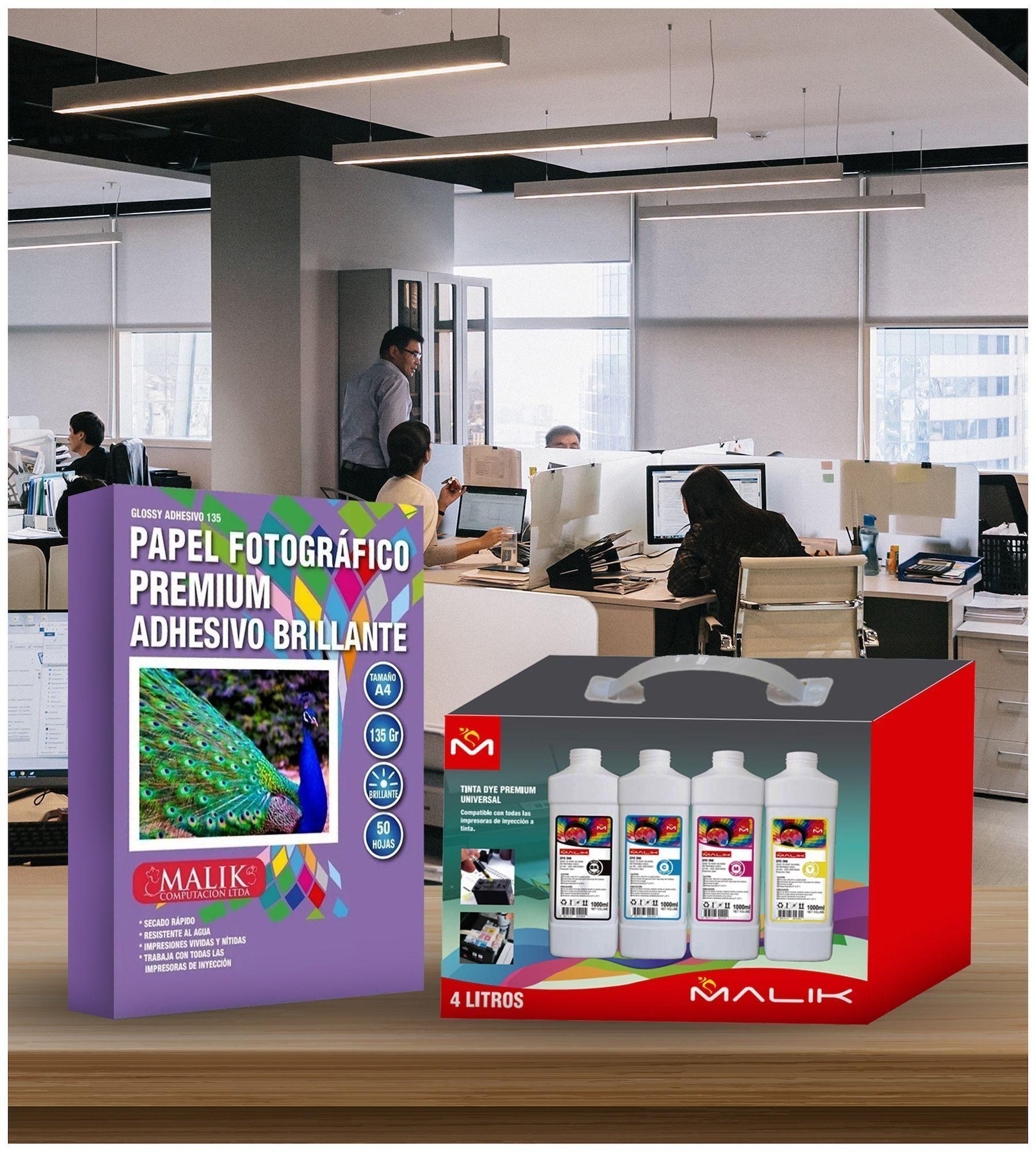 Papel Adhesivo 135gm 50 hojas+ 4 Litros para Epsn L1300-2