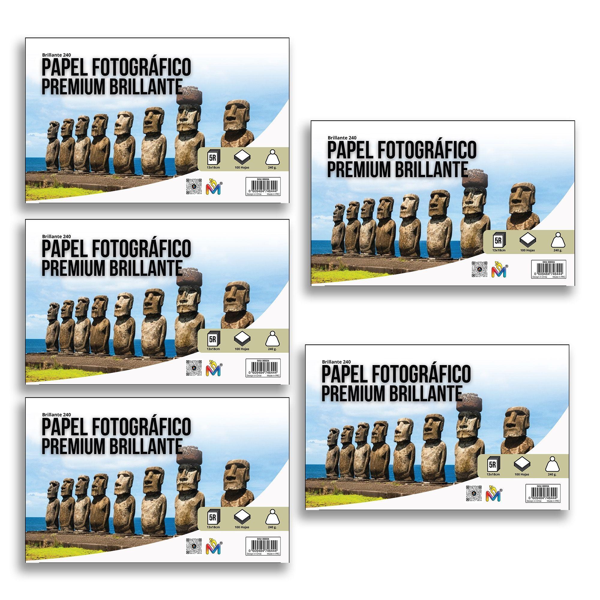 Pack x5 Papel Foto 13x18 210g - 500 Hojas Brillante Premium-2