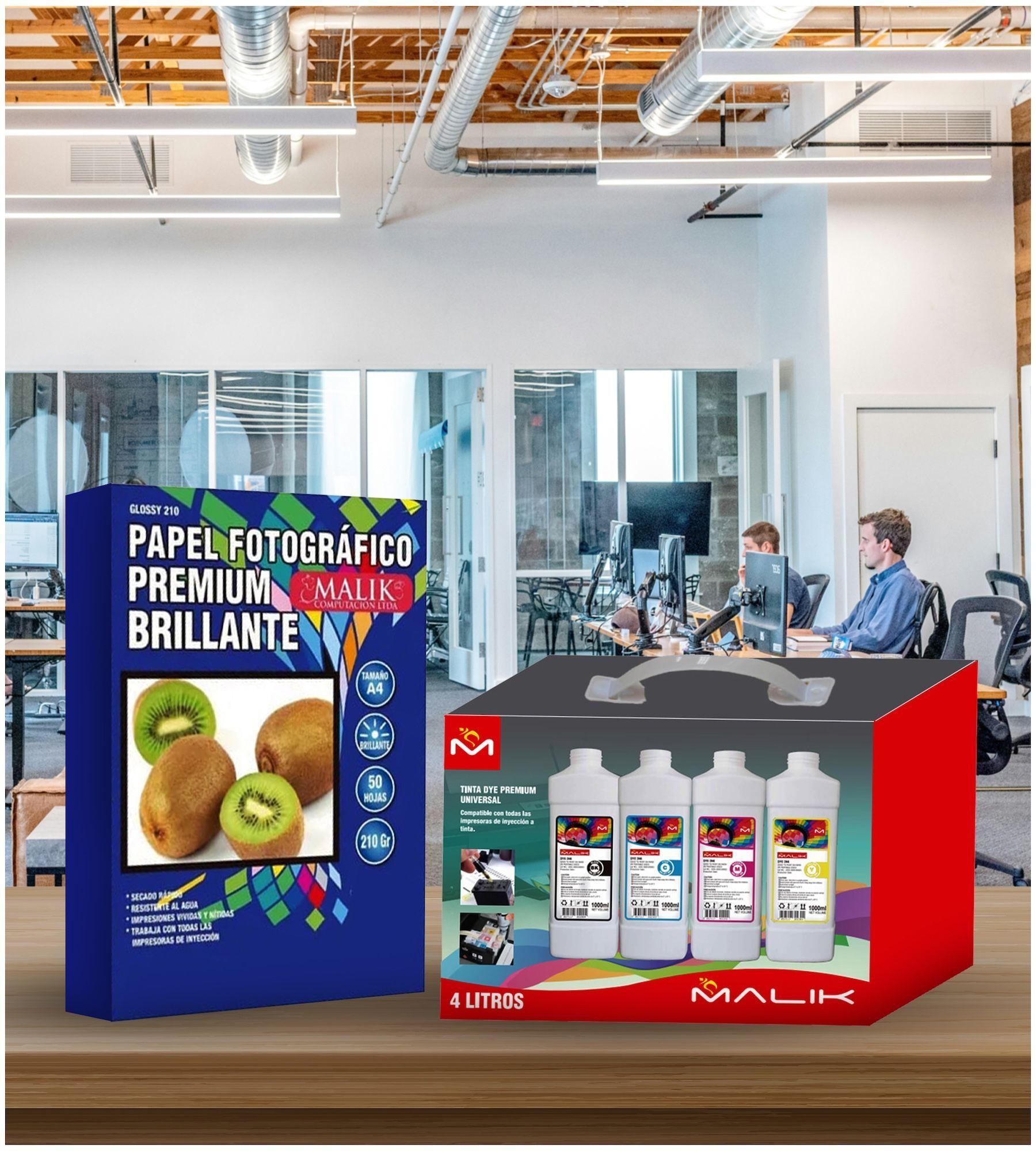 Papel Glossy 210gm 50 hojas + 4 Litros para Canon G4170-4