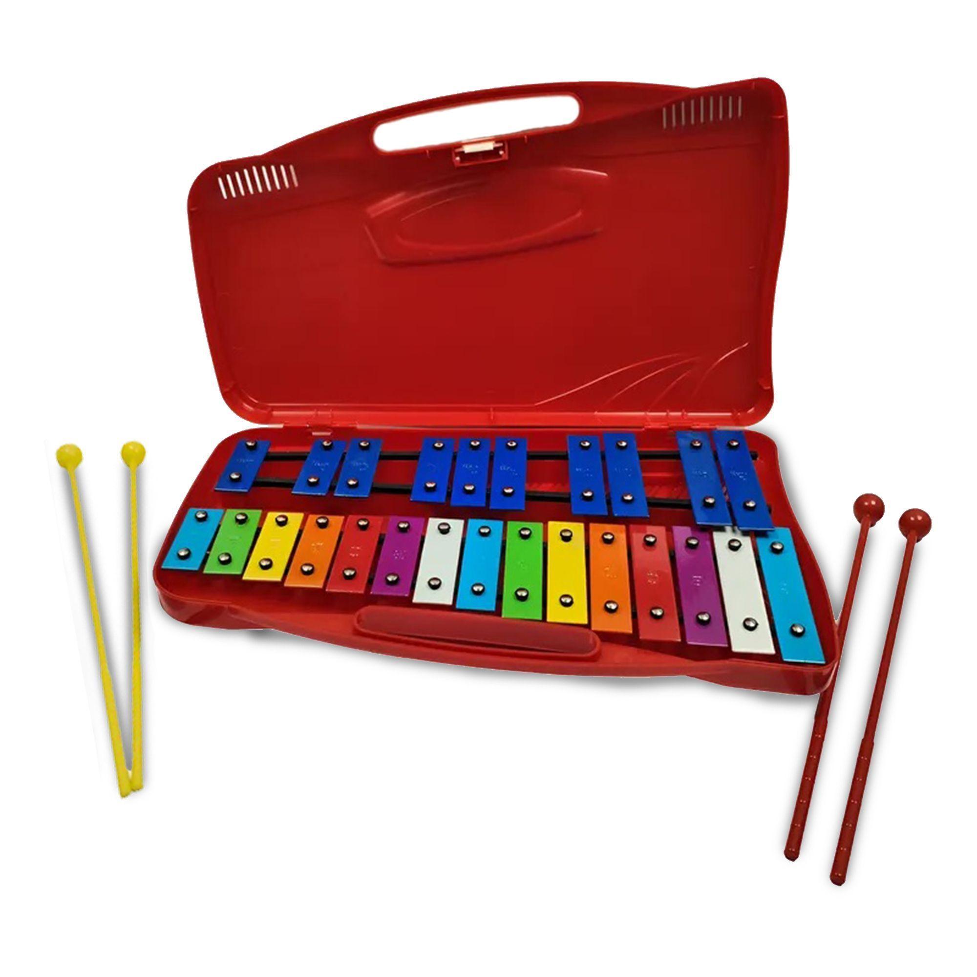 Metalófono 25 Notas Cromático Profesional Rojo-4