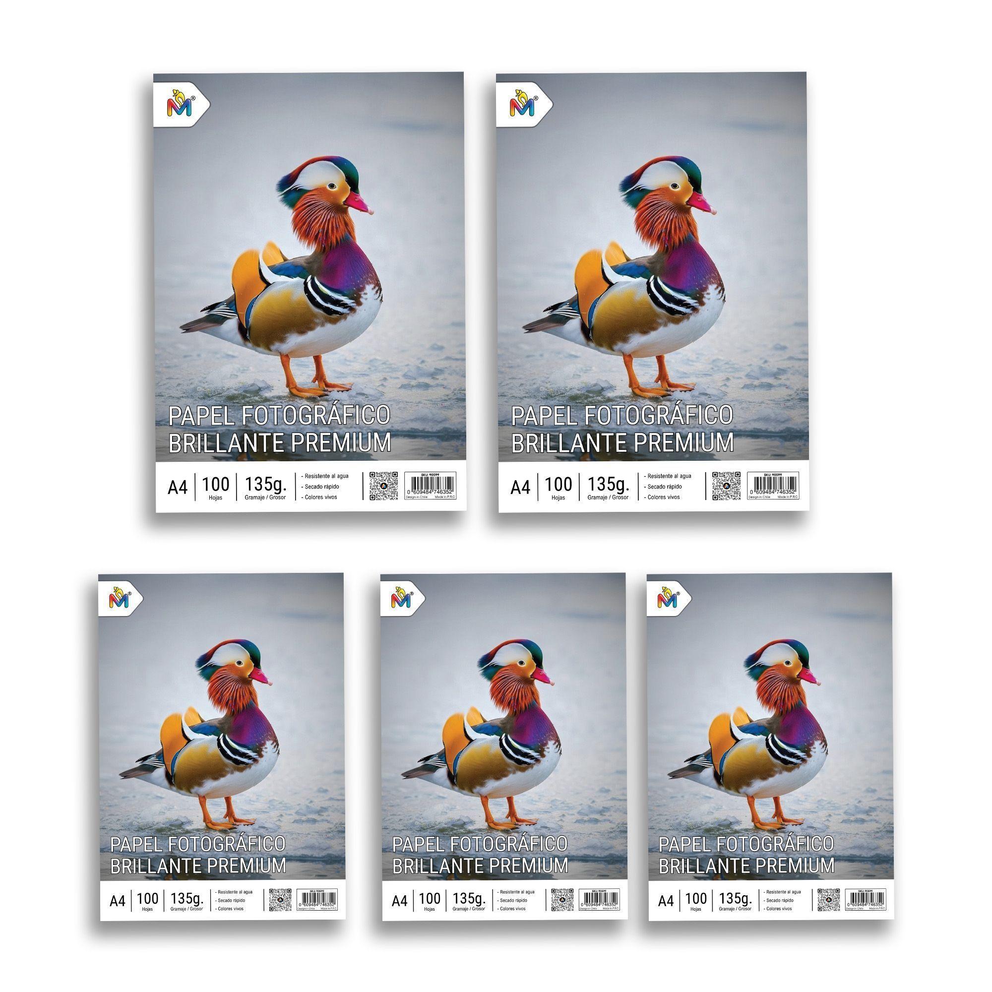 5 Resmas Papel Fotográfico A4 135g - Secado Rápido - 500 Hojas Brillantes -3