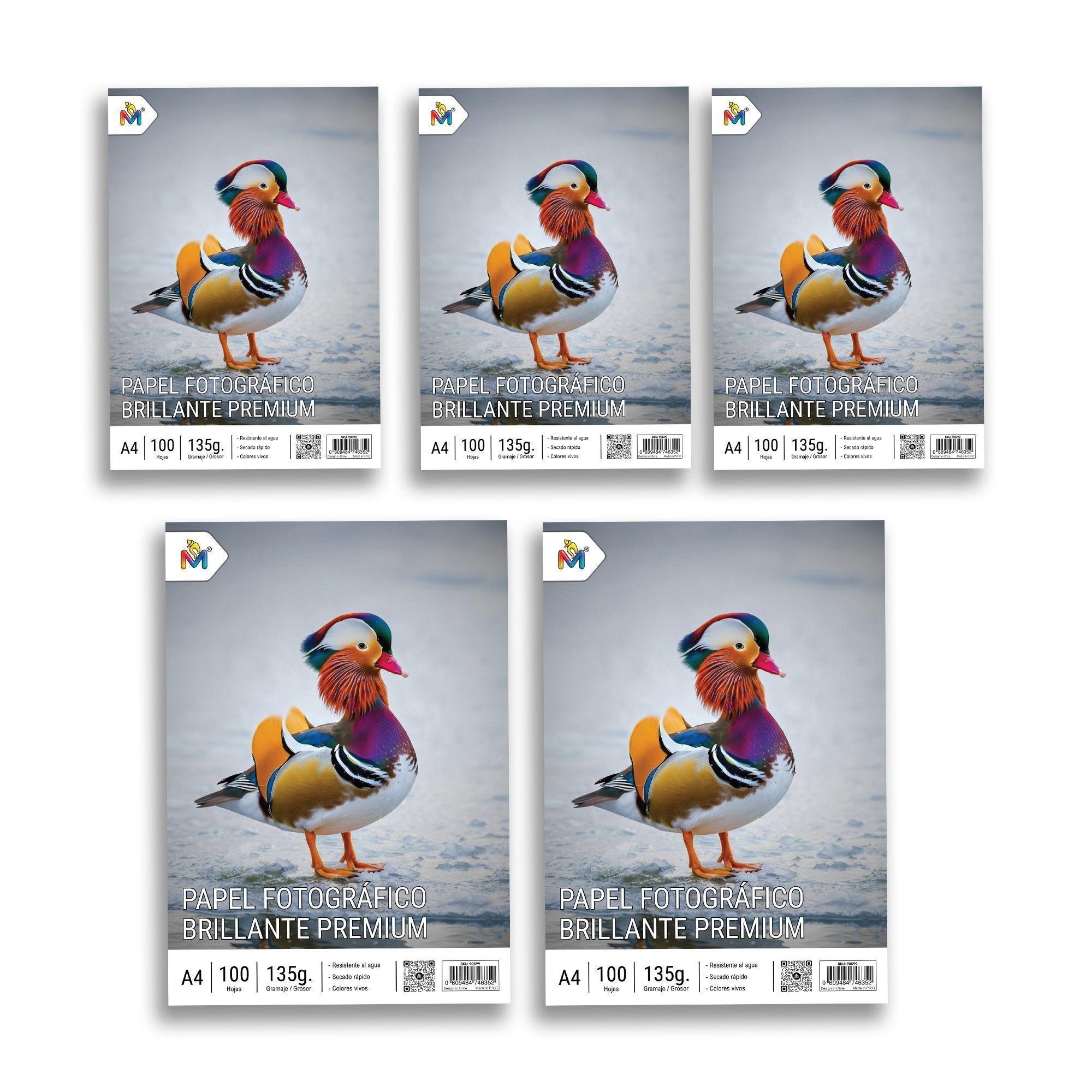 5 Resmas Papel Fotográfico A4 135g - Secado Rápido - 500 Hojas Brillantes -2