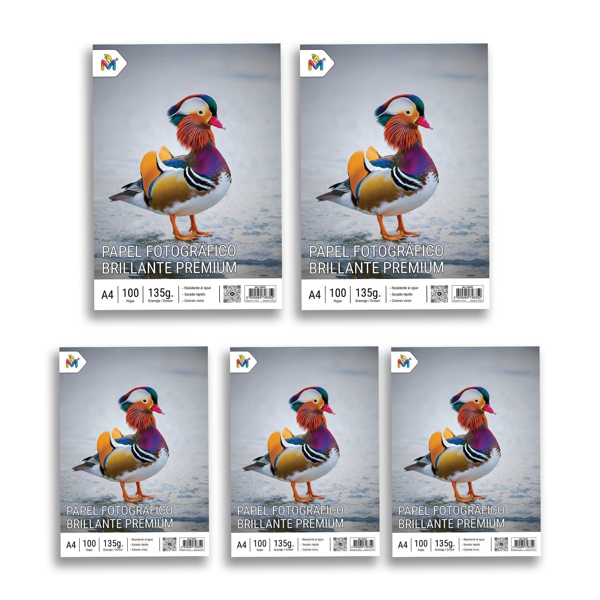 5 Resmas Papel Fotográfico A4 135g - Secado Rápido - 500 Hojas Brillantes -3