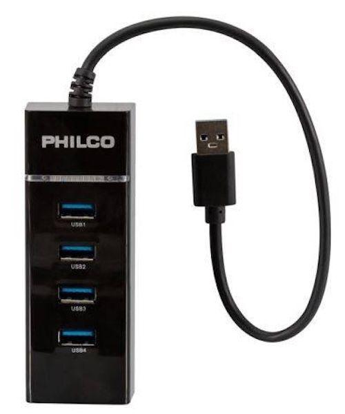 HUB USB 3.0 4 PUERTOS CON LUZ PHILCO-1