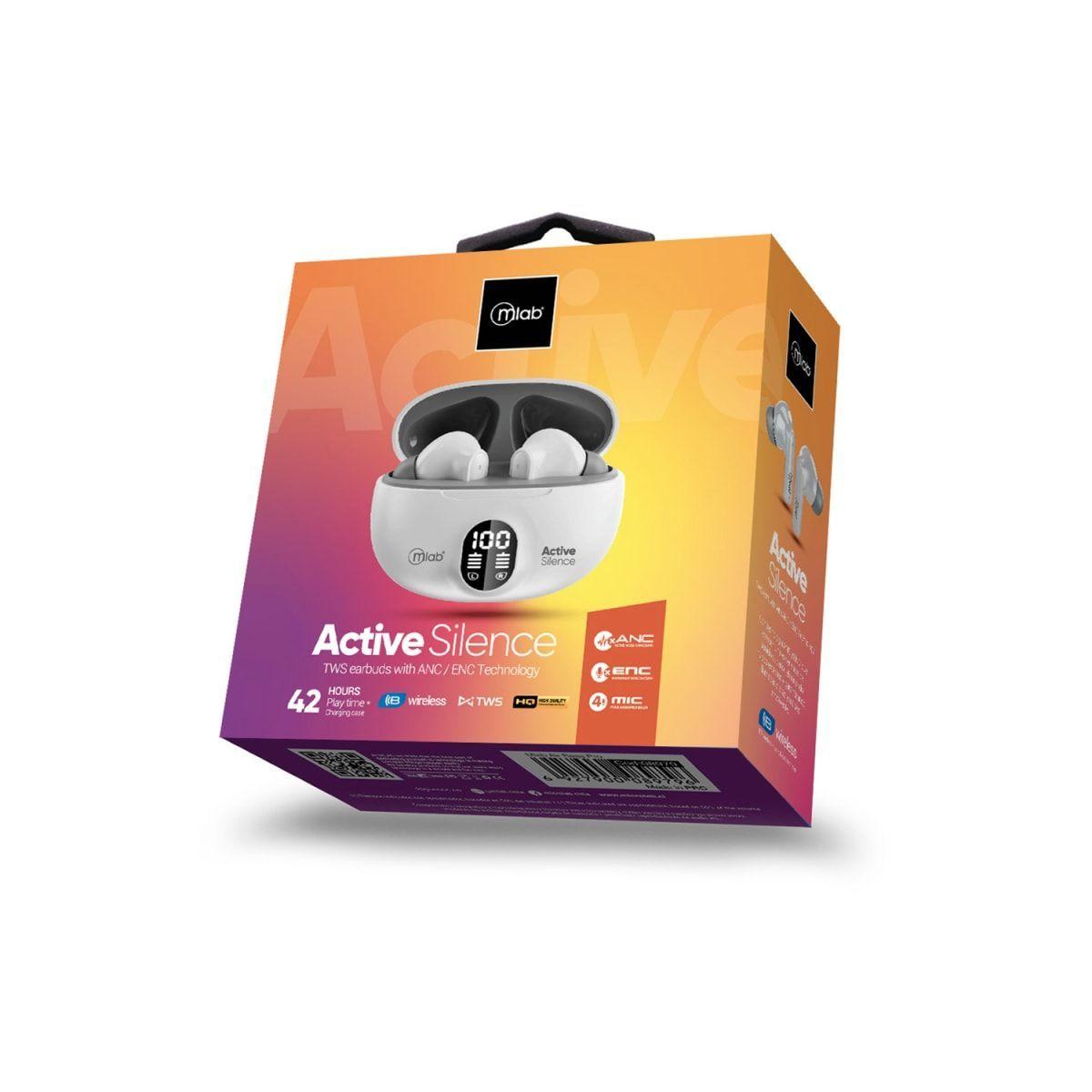 AUDIFONO MLAB TWS ANC + ENC ACTIVE SILENCE STRONG WHITE/GRAY-1