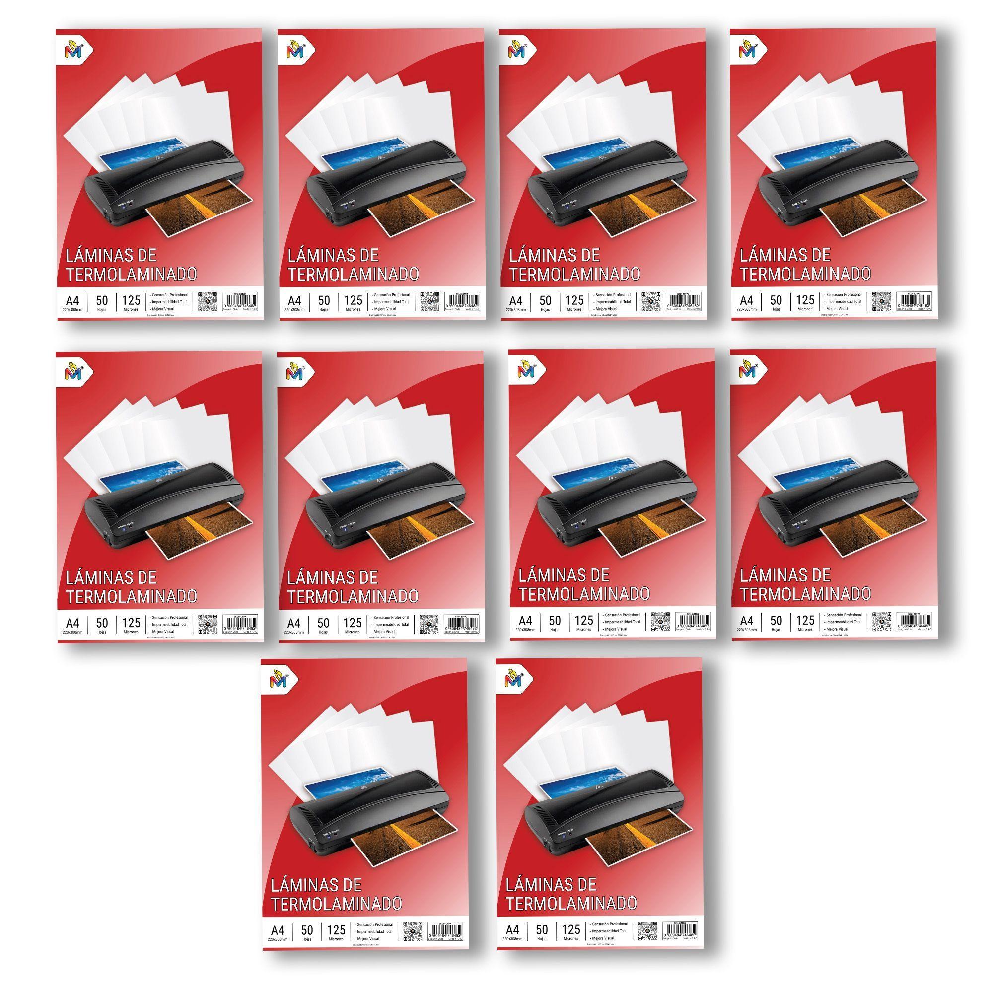 10 Unidades Láminas Plastificar A4 - 500 Hojas Calidad Oficina-4