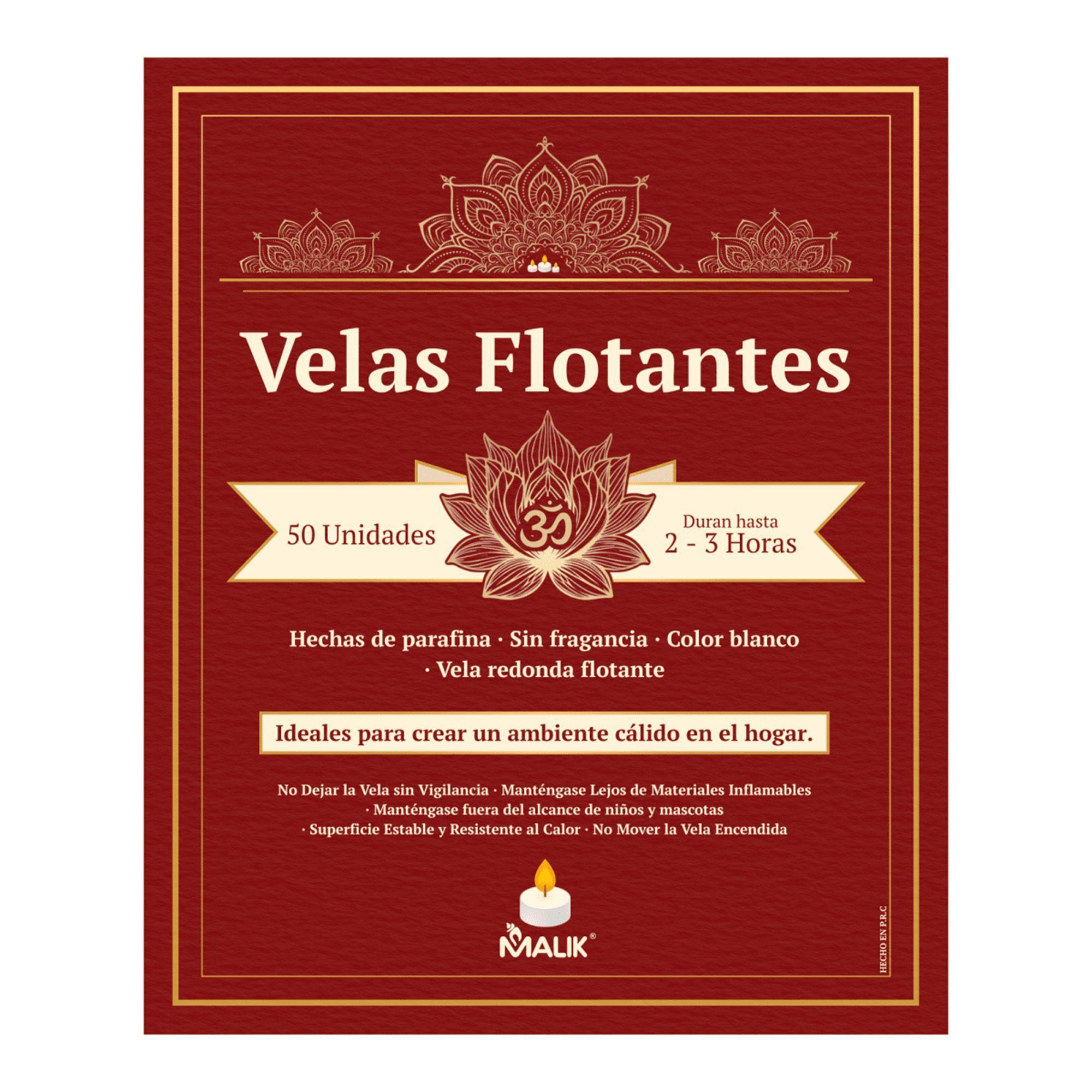 Velas Decorativas Flotantes Malik Blancas 100pzs 2-3 hrs-6