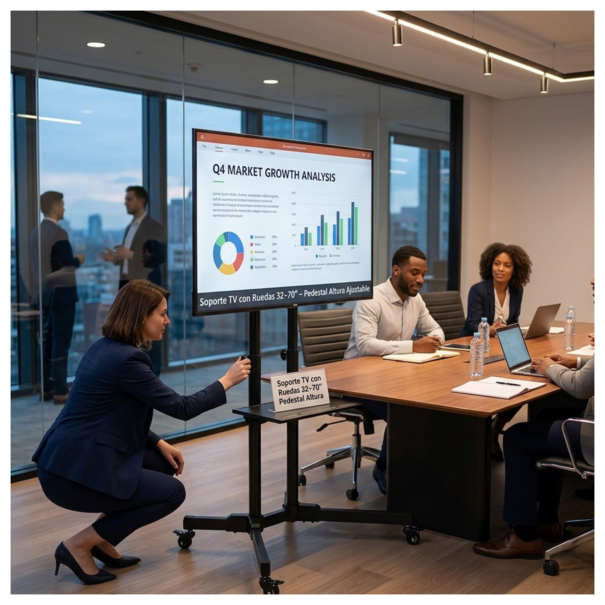 Pedestal para TV 32-70" con Ruedas y Altura Regulable-2