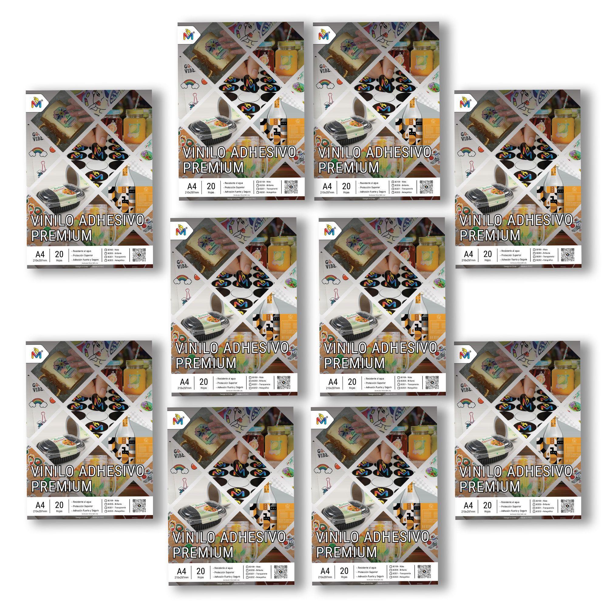10x Vinilo Sticker Brillante A4 - 200 Hojas Resistente 100um-2
