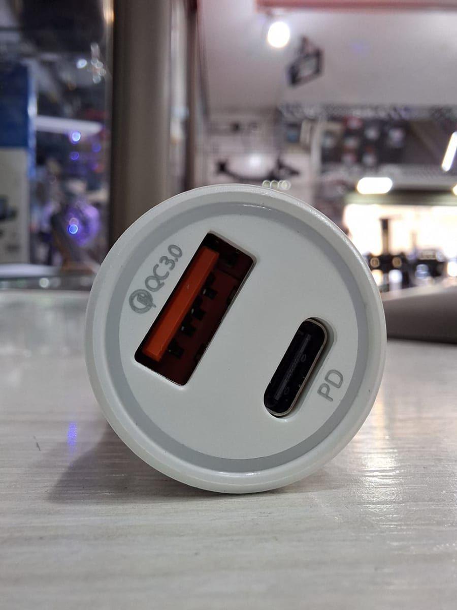 Cargador Auto Usb Y Tipo C 12v-24v Carga Rápida 20w Mini QC3.0 NVS- 233-4