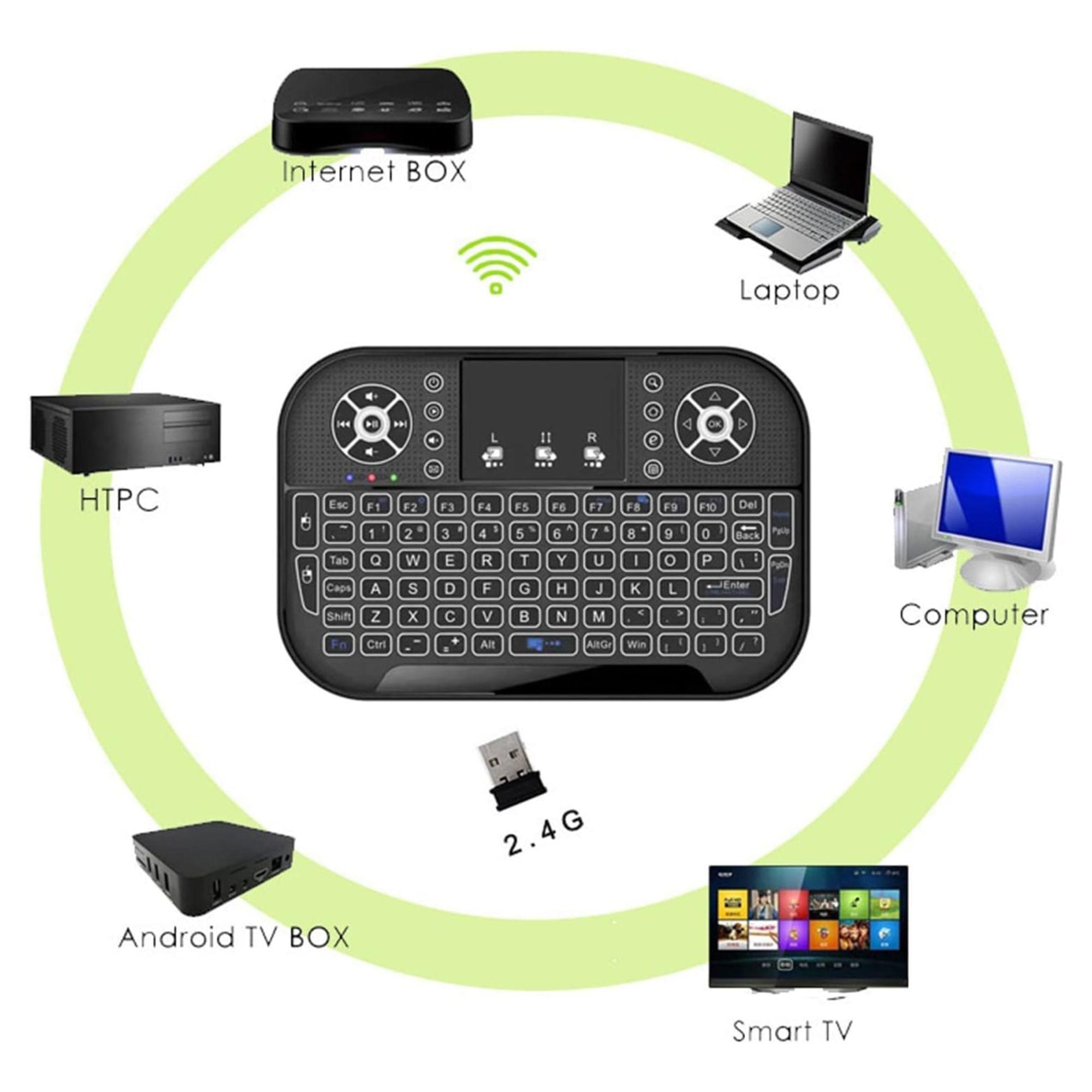 Mini Teclado Smart TV Iluminado Bluetooth WiFi 2.4GHz-1