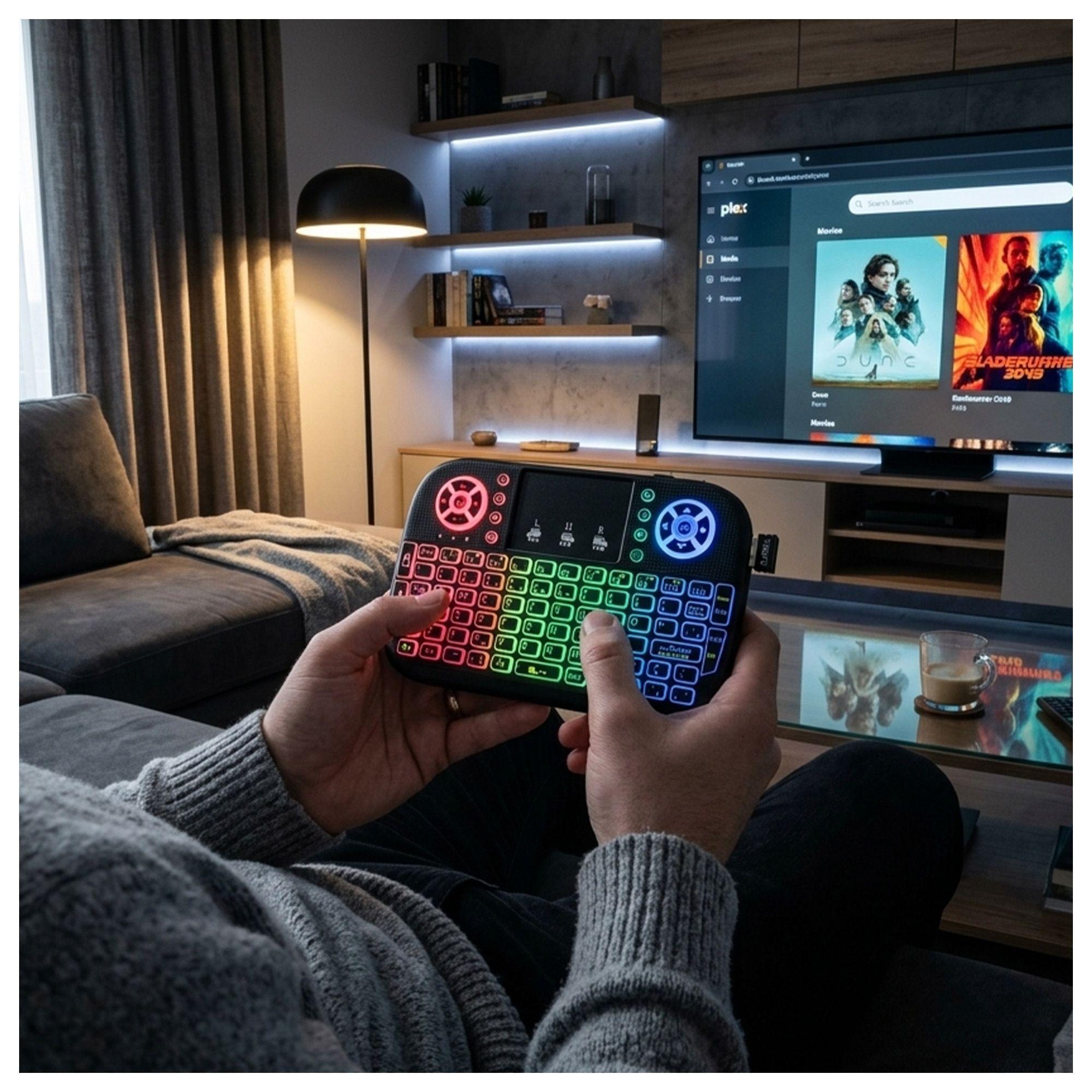 Mini Teclado Smart TV Iluminado Bluetooth WiFi 2.4GHz-3