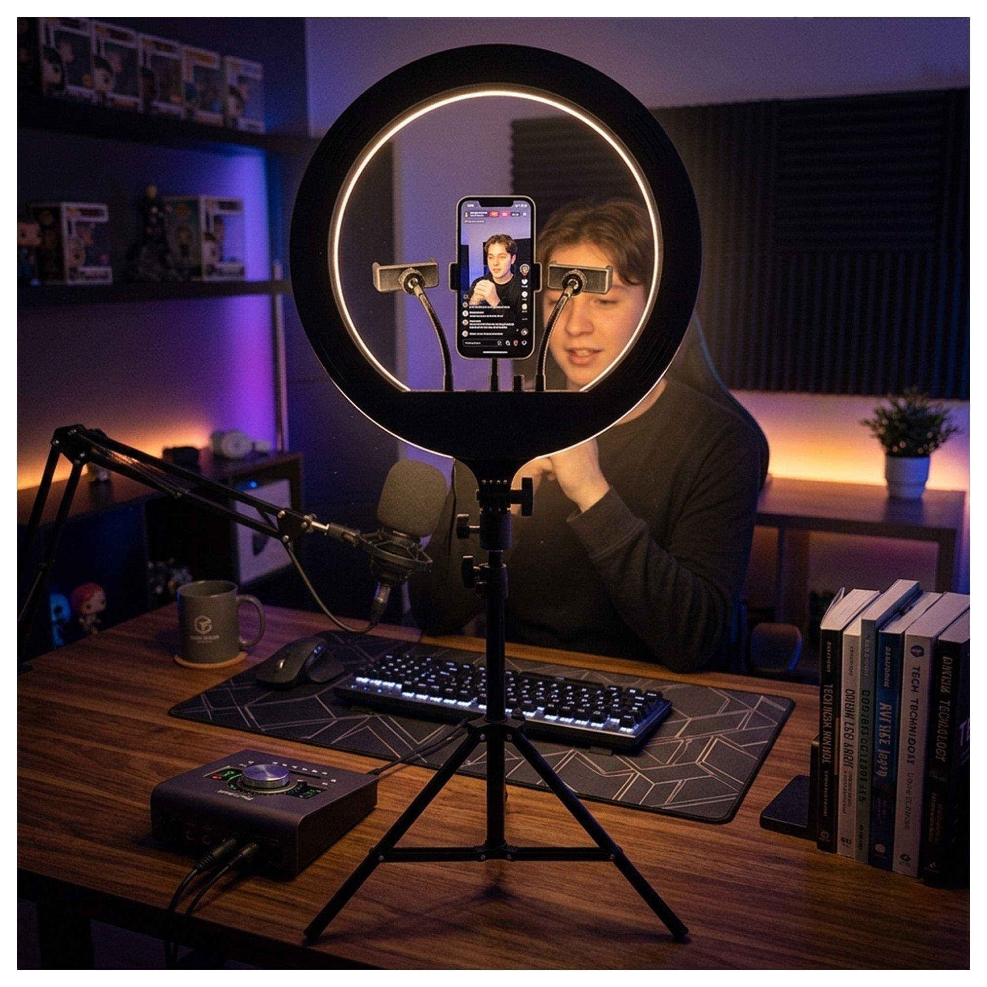 Aro de Luz 38 cm LJJ-38 con Trípode Ajustable-2