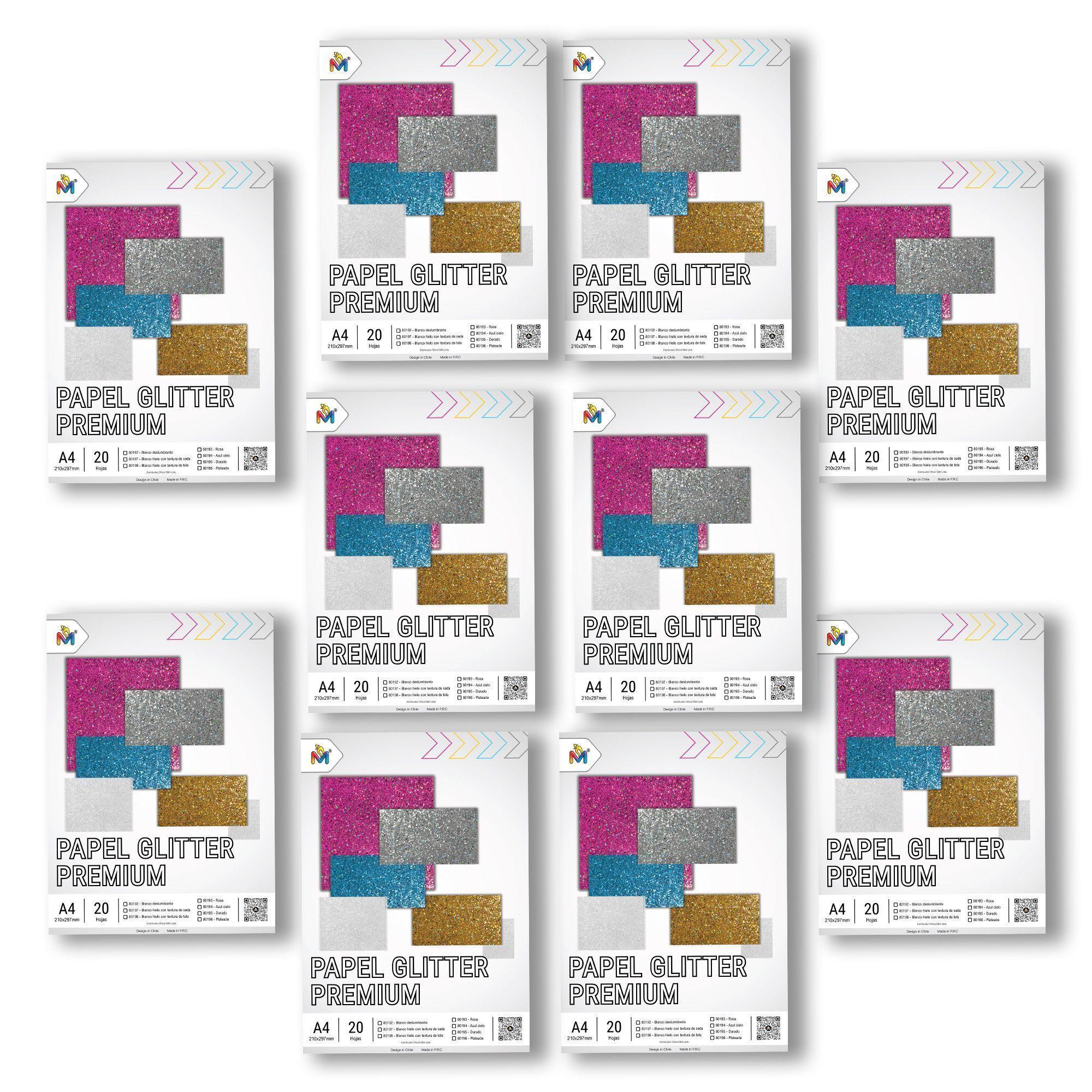 Combo 10 Papel Celeste Glitter - 200 Hojas Efecto Diamante-0