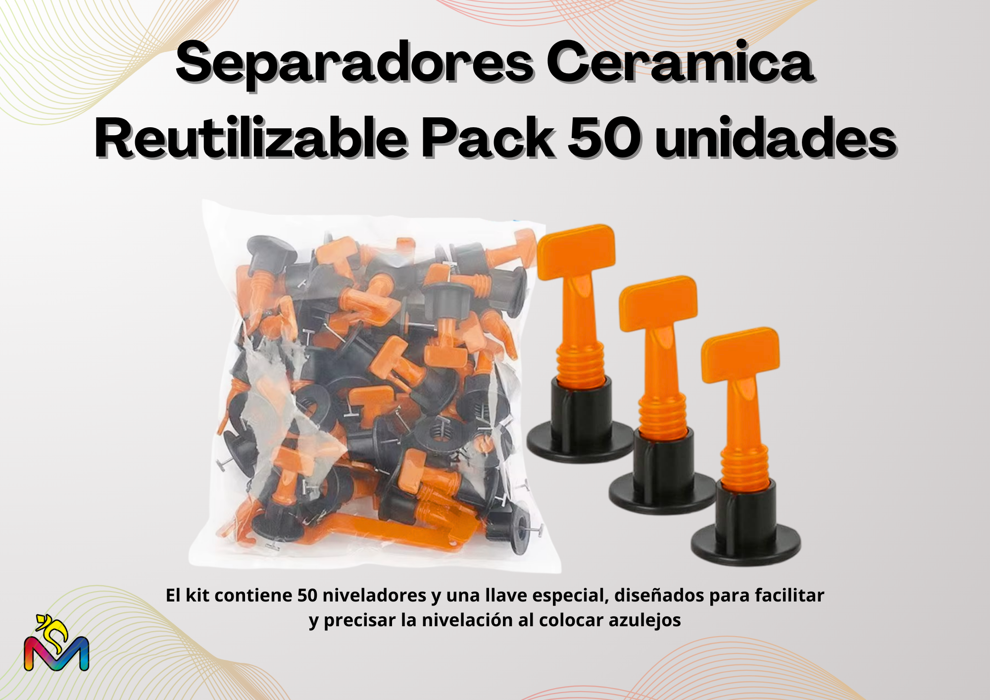 Reusable Ceramic Tile Leveling Spacers - 50-Pack Kit Pack 3-1