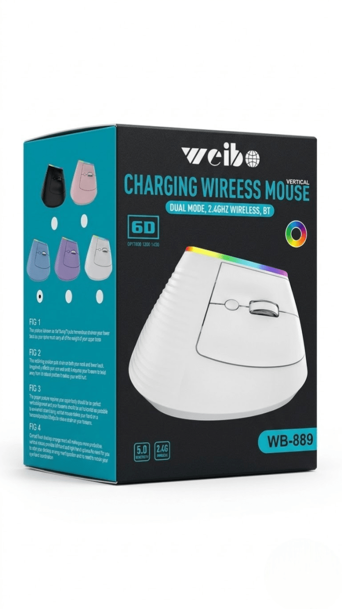 Mouse Vertical Wireless WB-889 Diseño Ergonómico-4