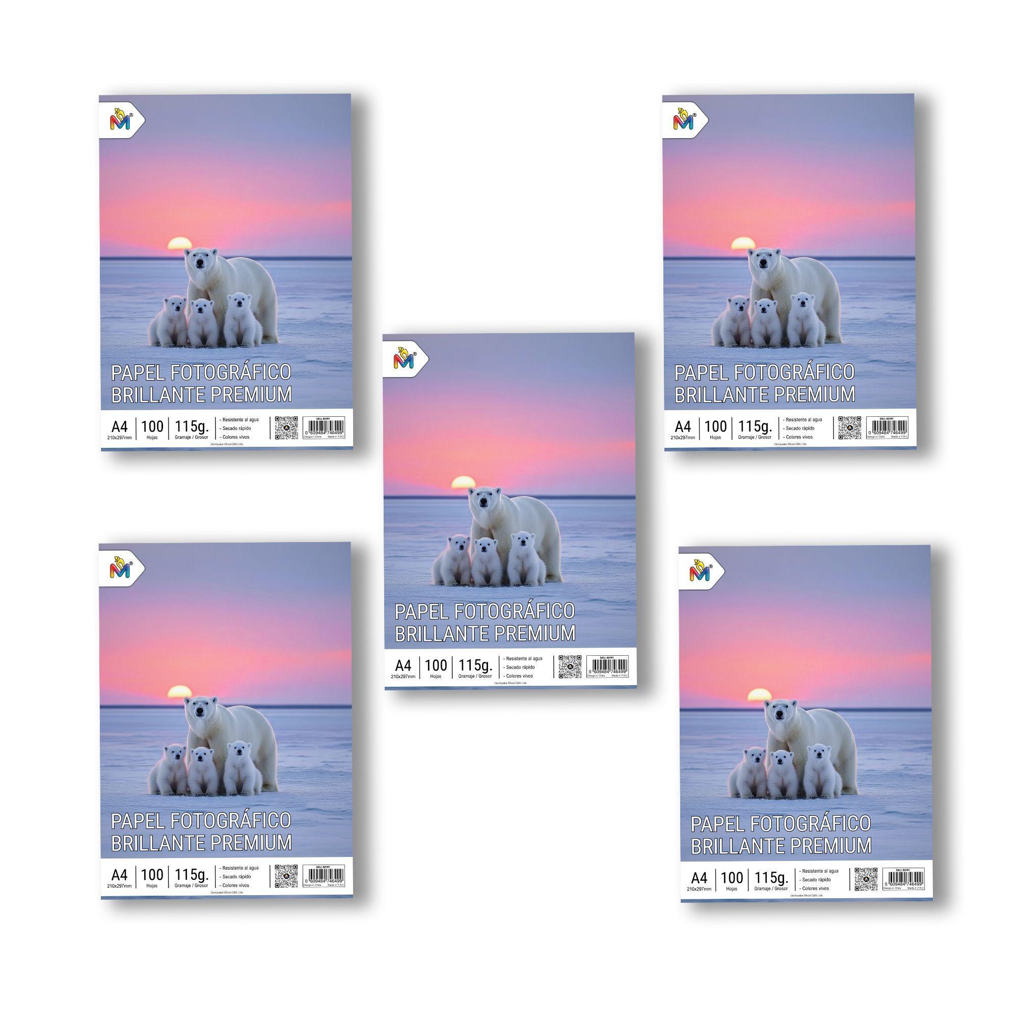 Combo 5 Papel Fotográfico 115g - 500 Hojas Alta Resolución-4