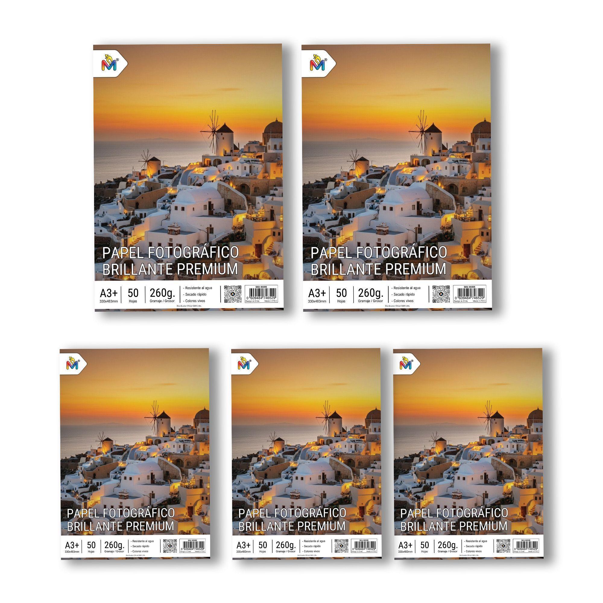 Pack 5 Papel Foto Brillante A3+ - 250 Hojas 5760 Dpi Luxury-3