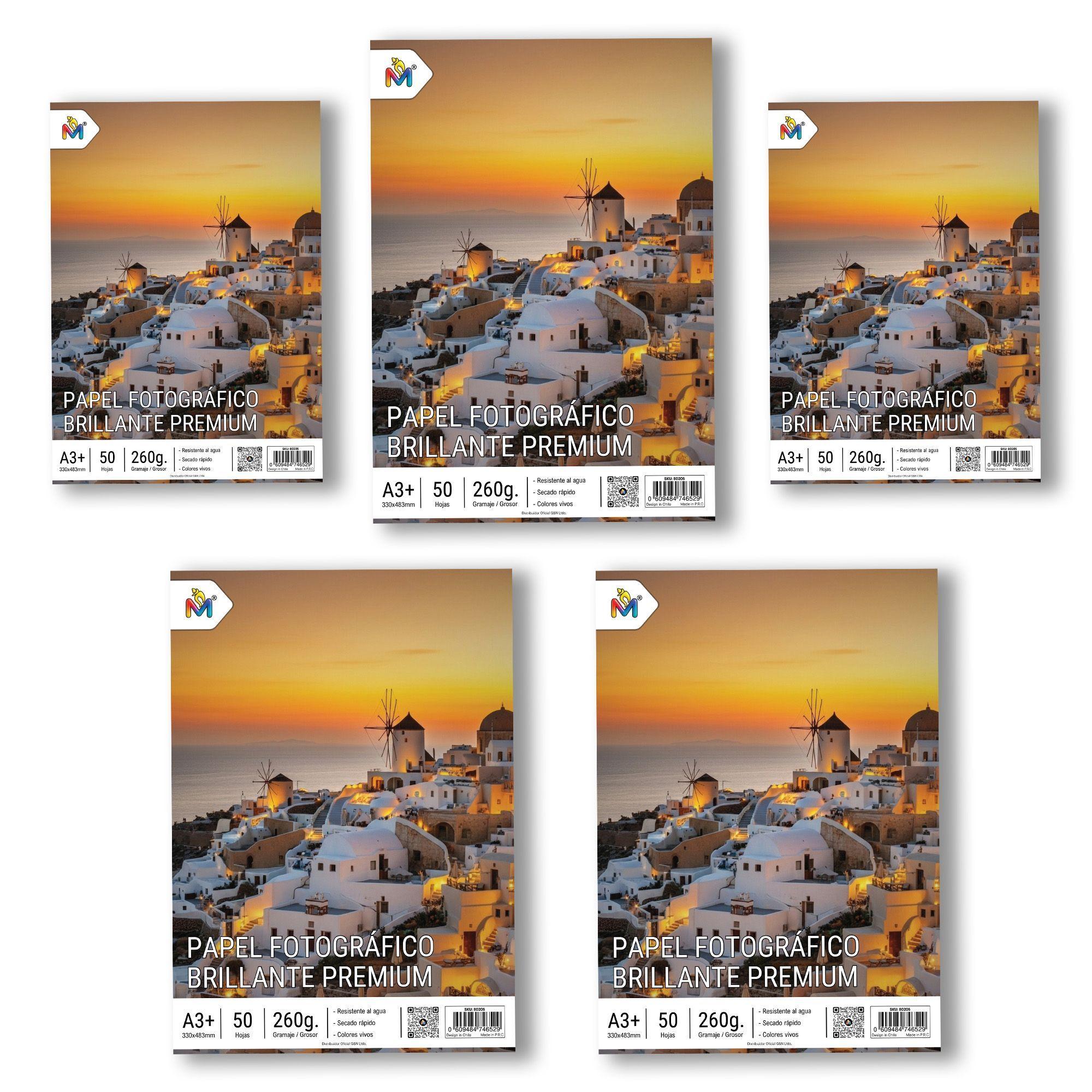 Pack 5 Papel Foto Brillante A3+ - 250 Hojas 5760 Dpi Luxury-4