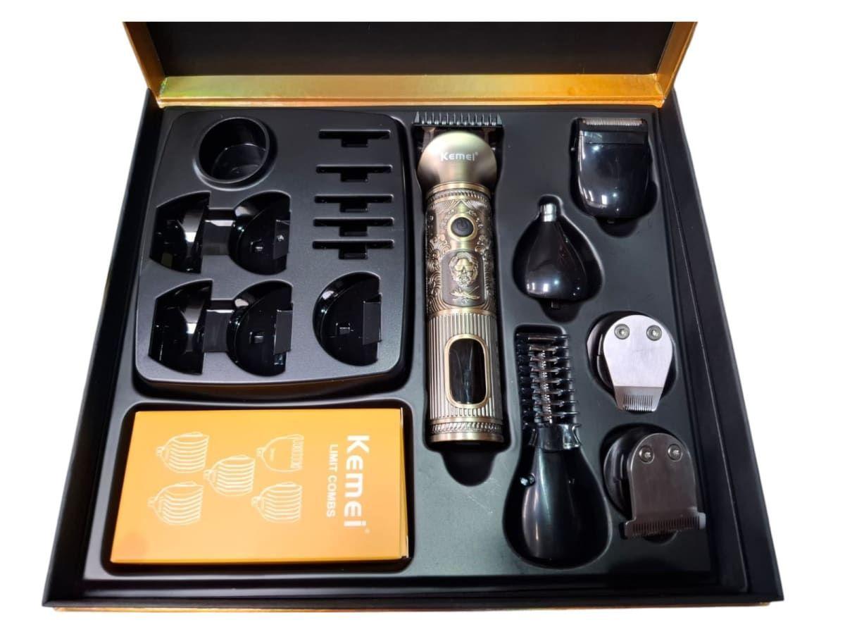 Máquina Barbería LCD: 21 Accesorios + Recarga Rápida Kemei-2