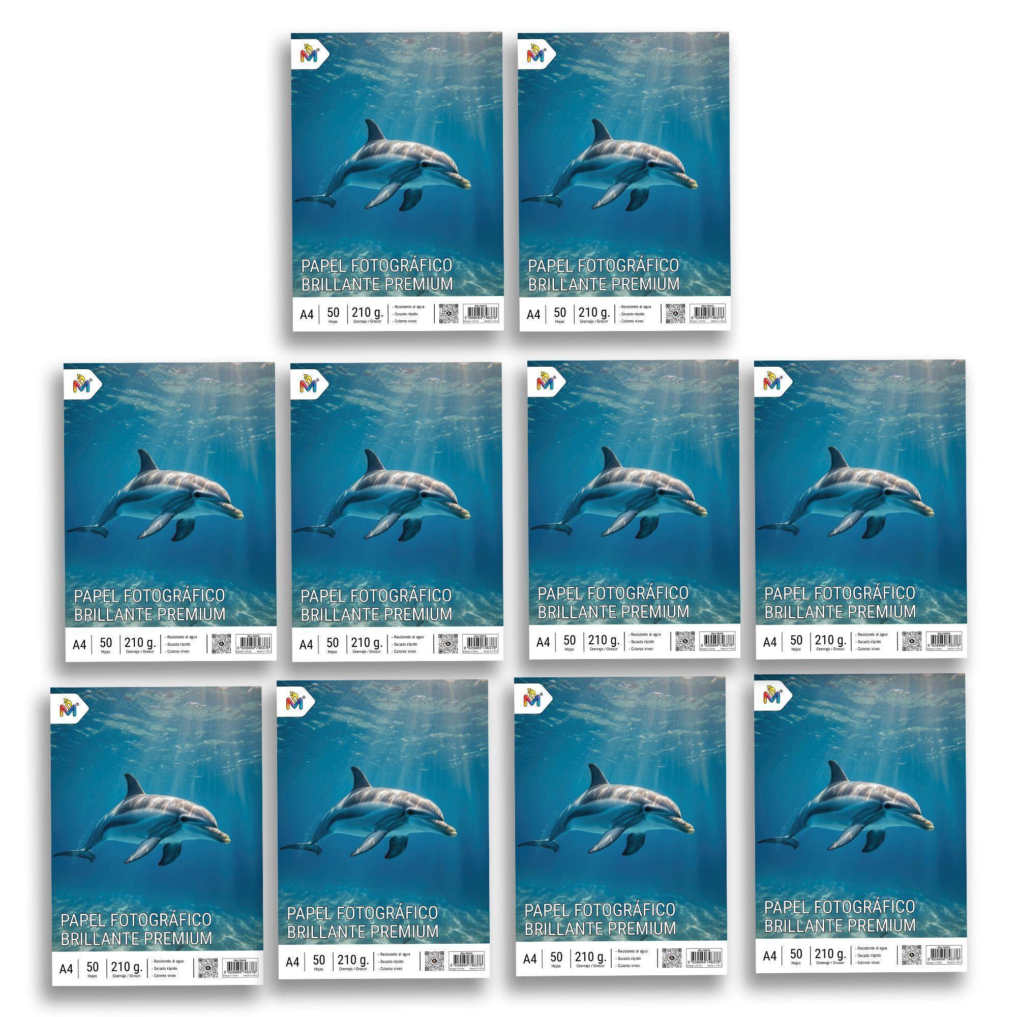 10 Unidades Papel Fotográfico A4 210g - 500 Hojas Inkjet-2