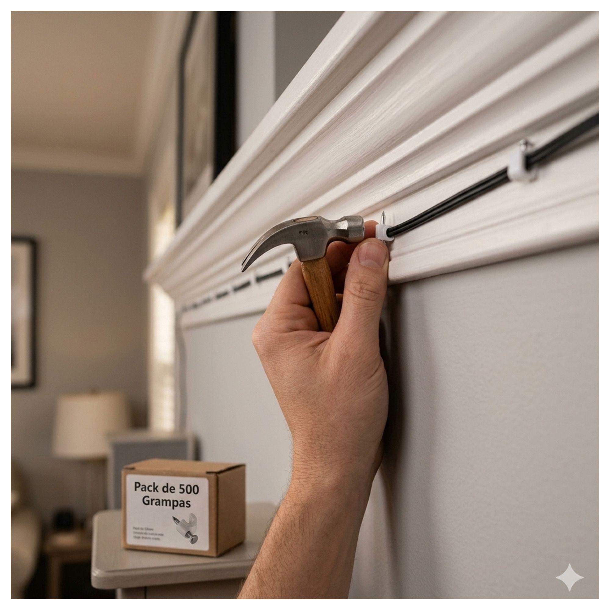 Pack de 500 Grampas de 10mm para Cable Calidad Reforzada-4