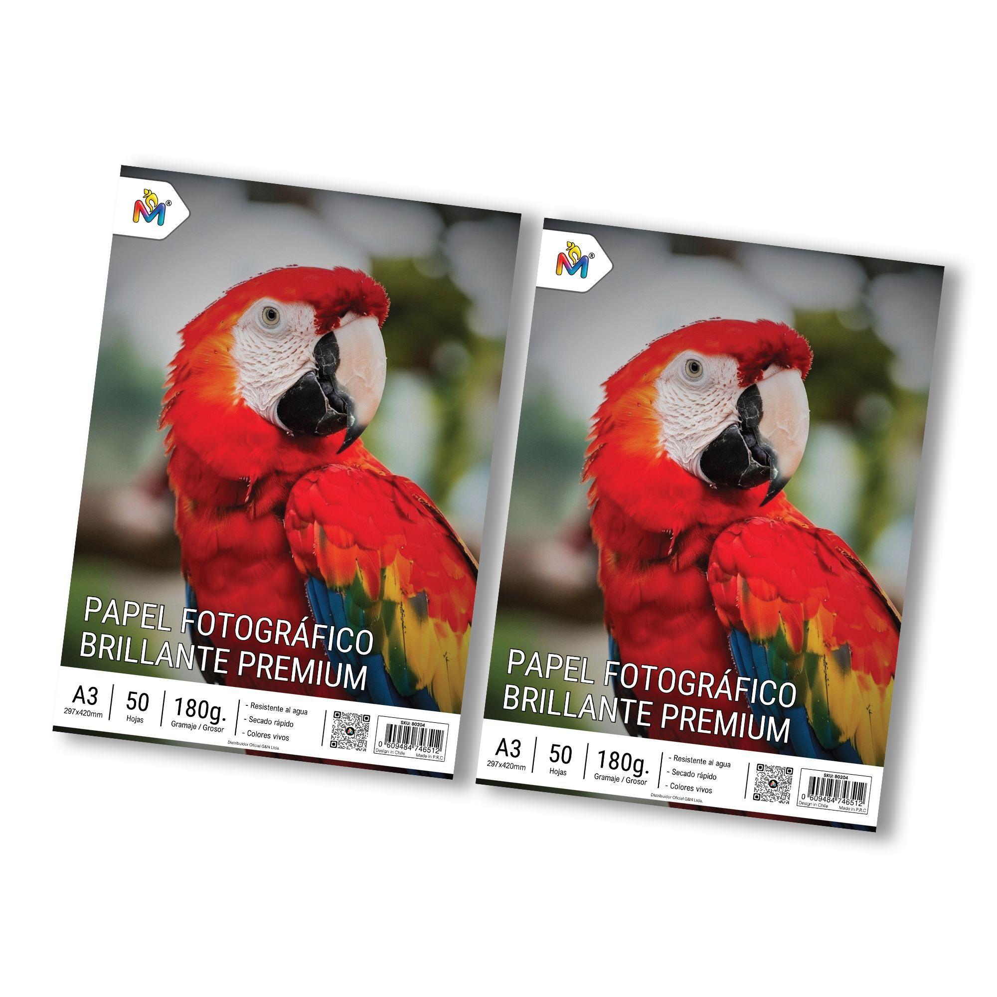 100 Hojas Papel Foto A3 180g - Pack Doble Brillante Premium-3