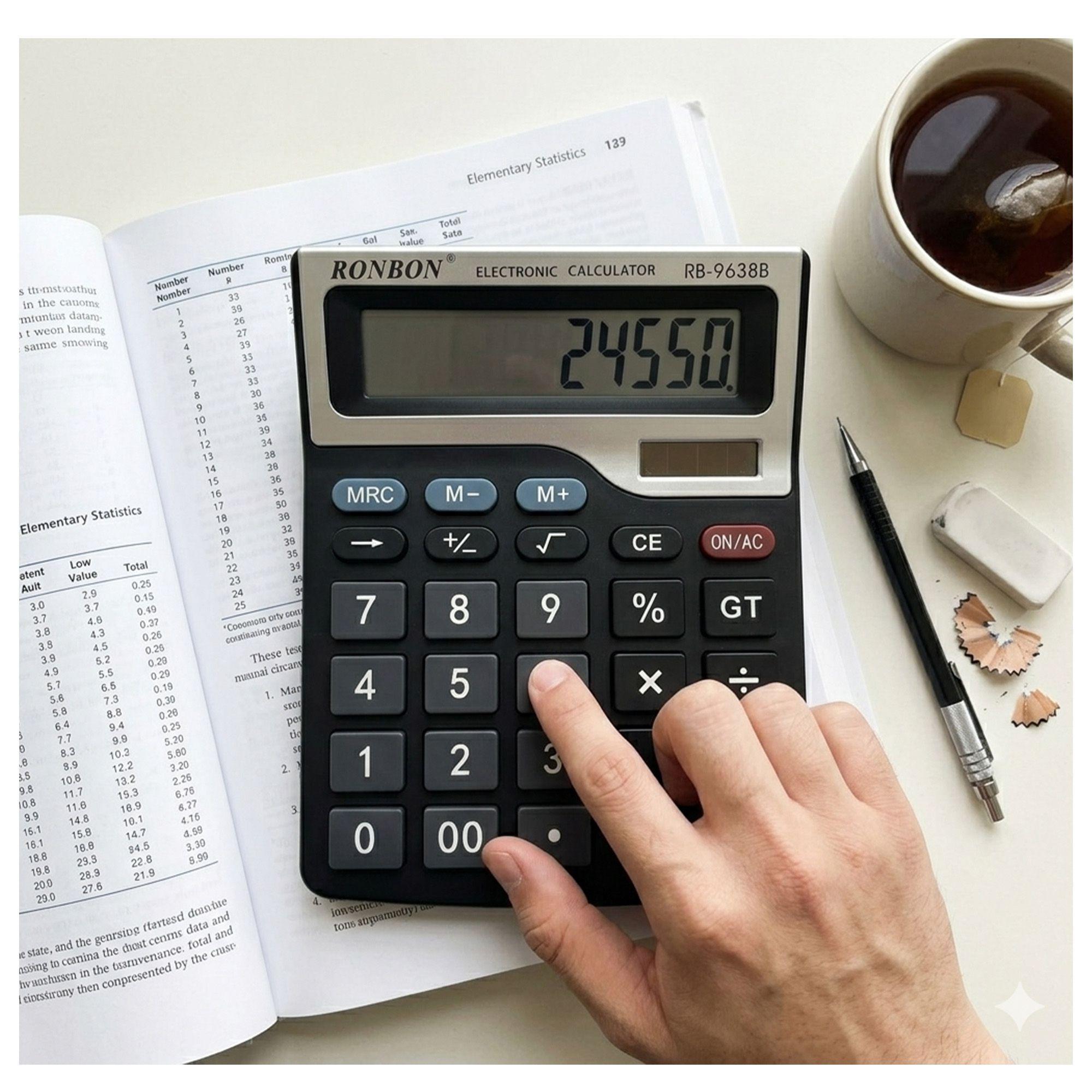 Pack 2 Calculadora RB-9638B Ronbon 12 Dígitos con Funciones Oficina-3