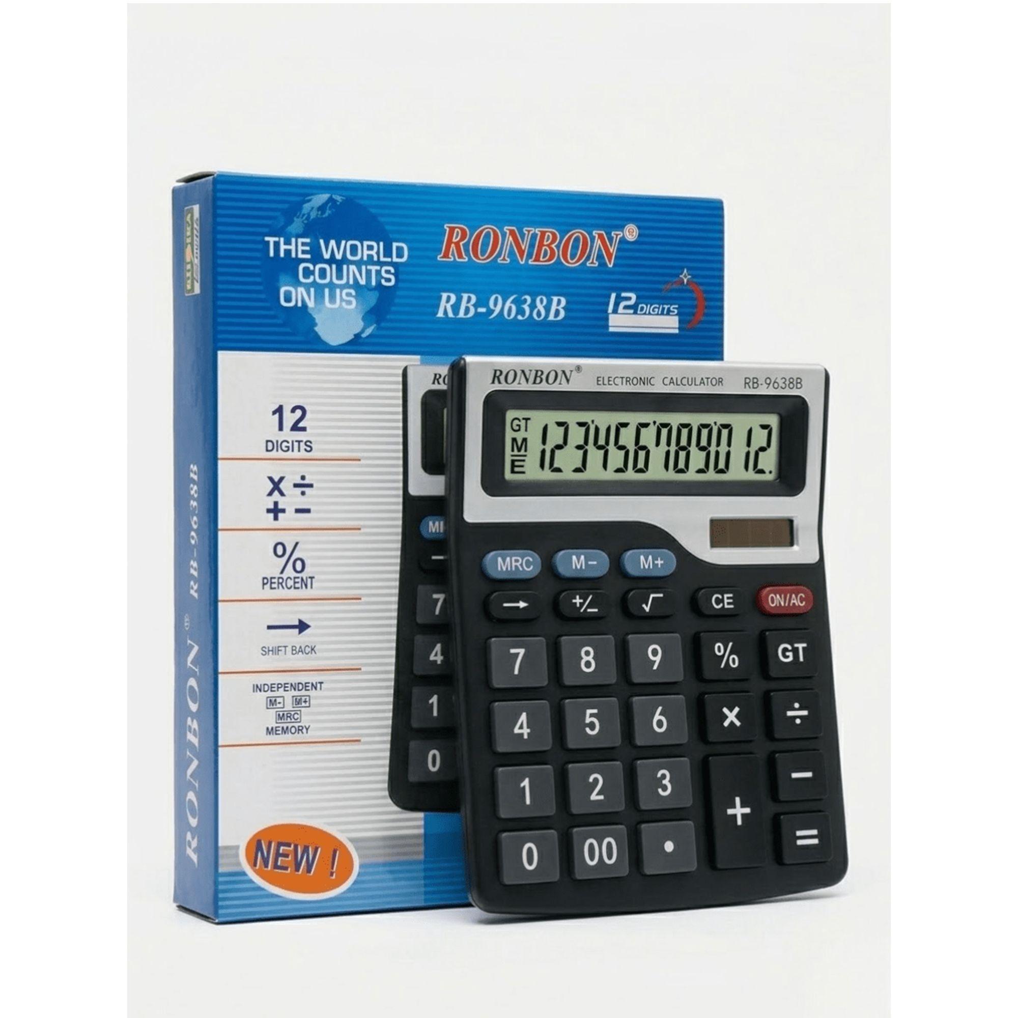 Pack 2 Calculadora RB-9638B Ronbon 12 Dígitos con Funciones Oficina-6