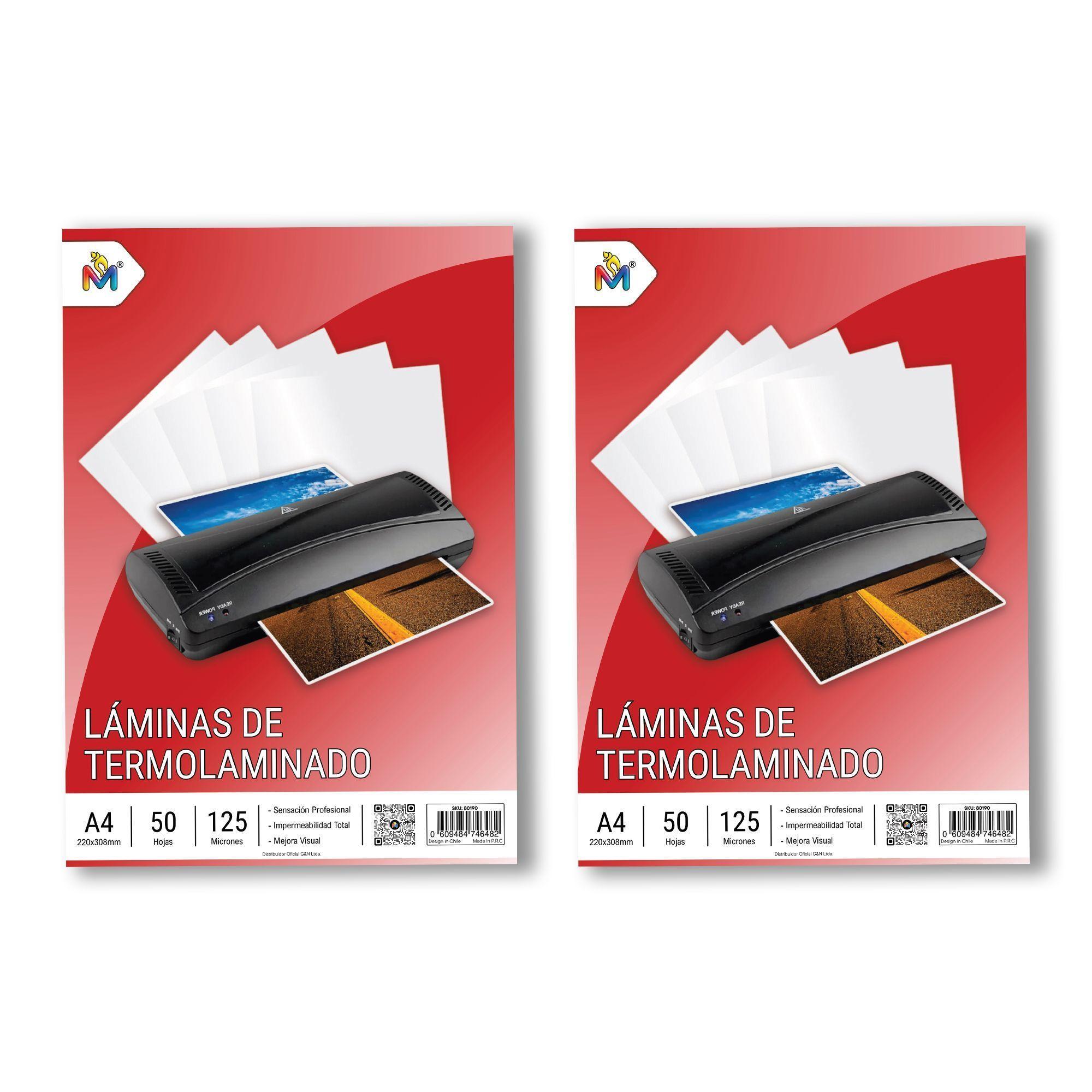 2x Láminas para Plastificar A4 - 100 Hojas 125um Súper Cristal-0