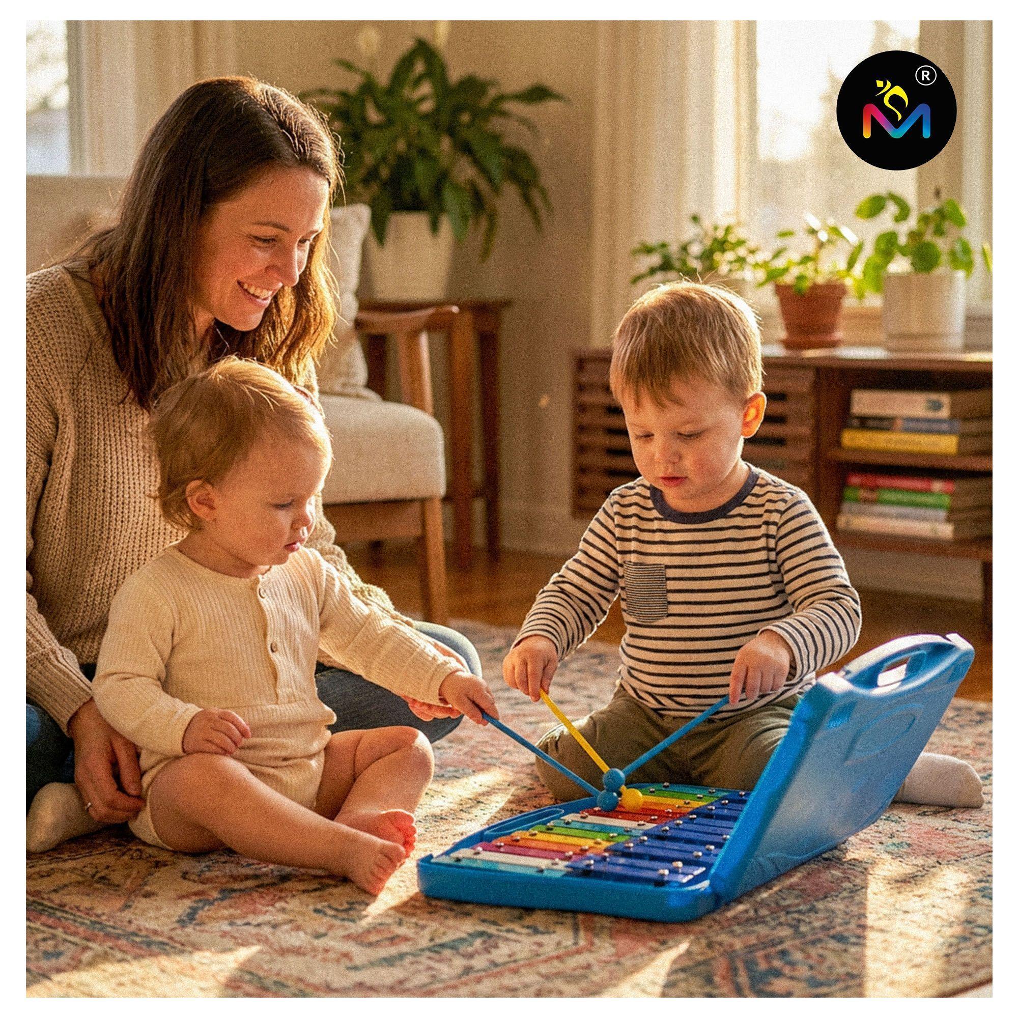 Metalófono Malik 25 Notas Cromático Azul + Baquetas-1